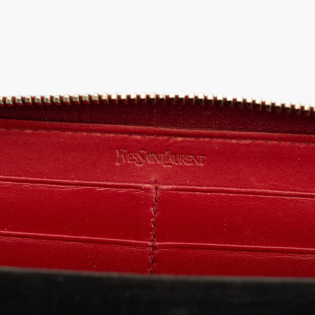 YSL Patent Berry Zip Around Wallet #1751