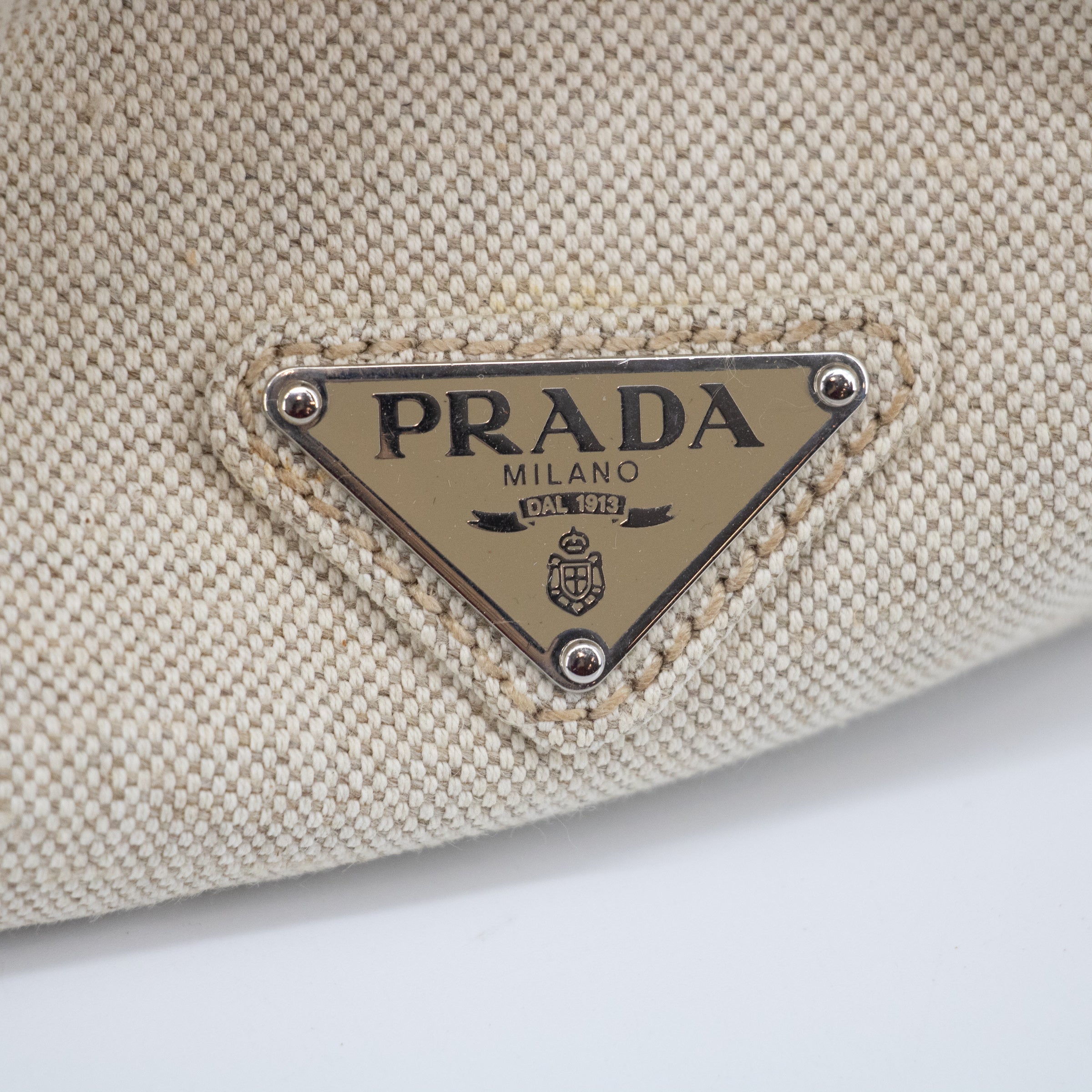 Prada Beige x Green Canapa Canvas x Satin Flower Tote Bag  #2265