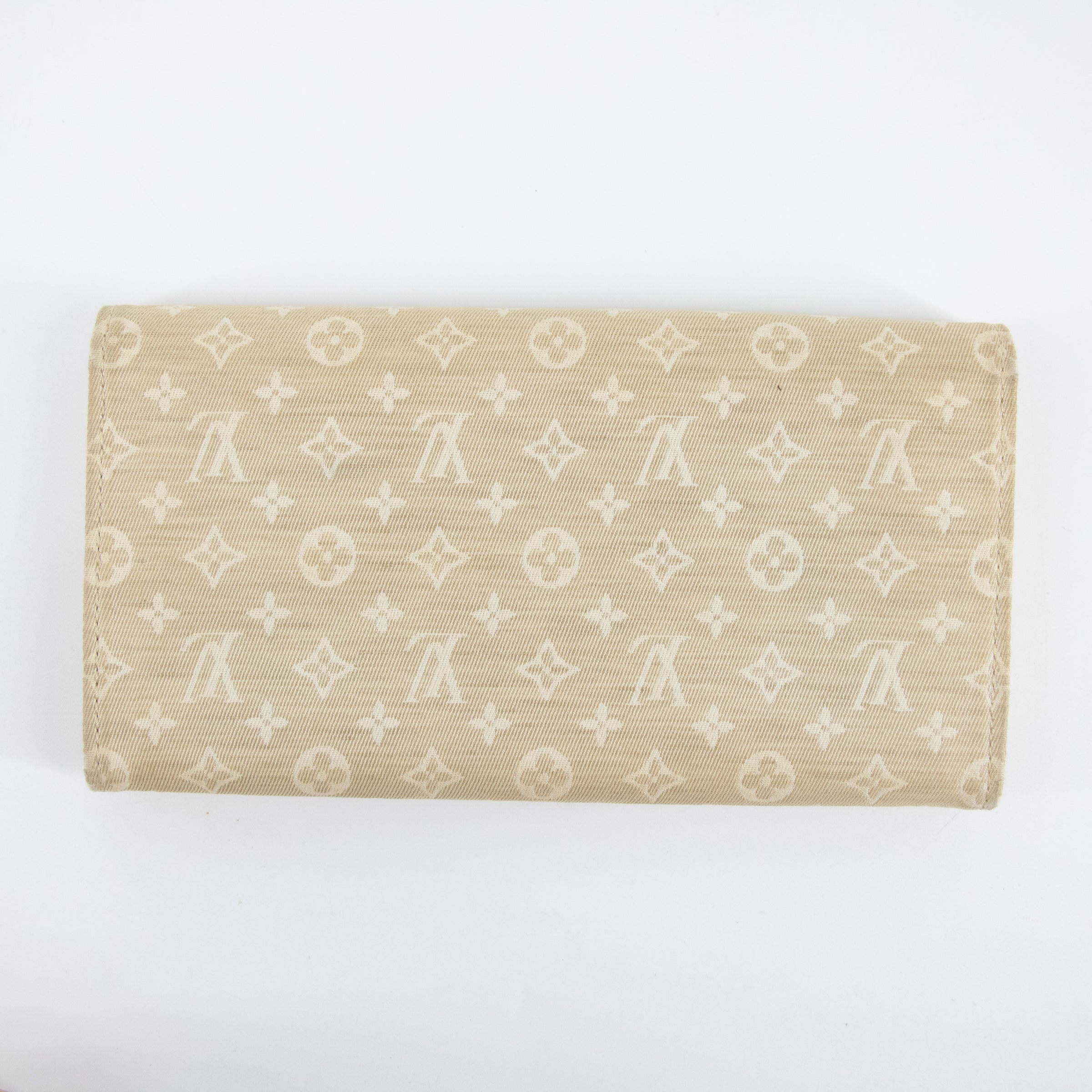 Louis Vuitton Beige Monogram Mini lin Portefeuille Sarah Wallet  #2283