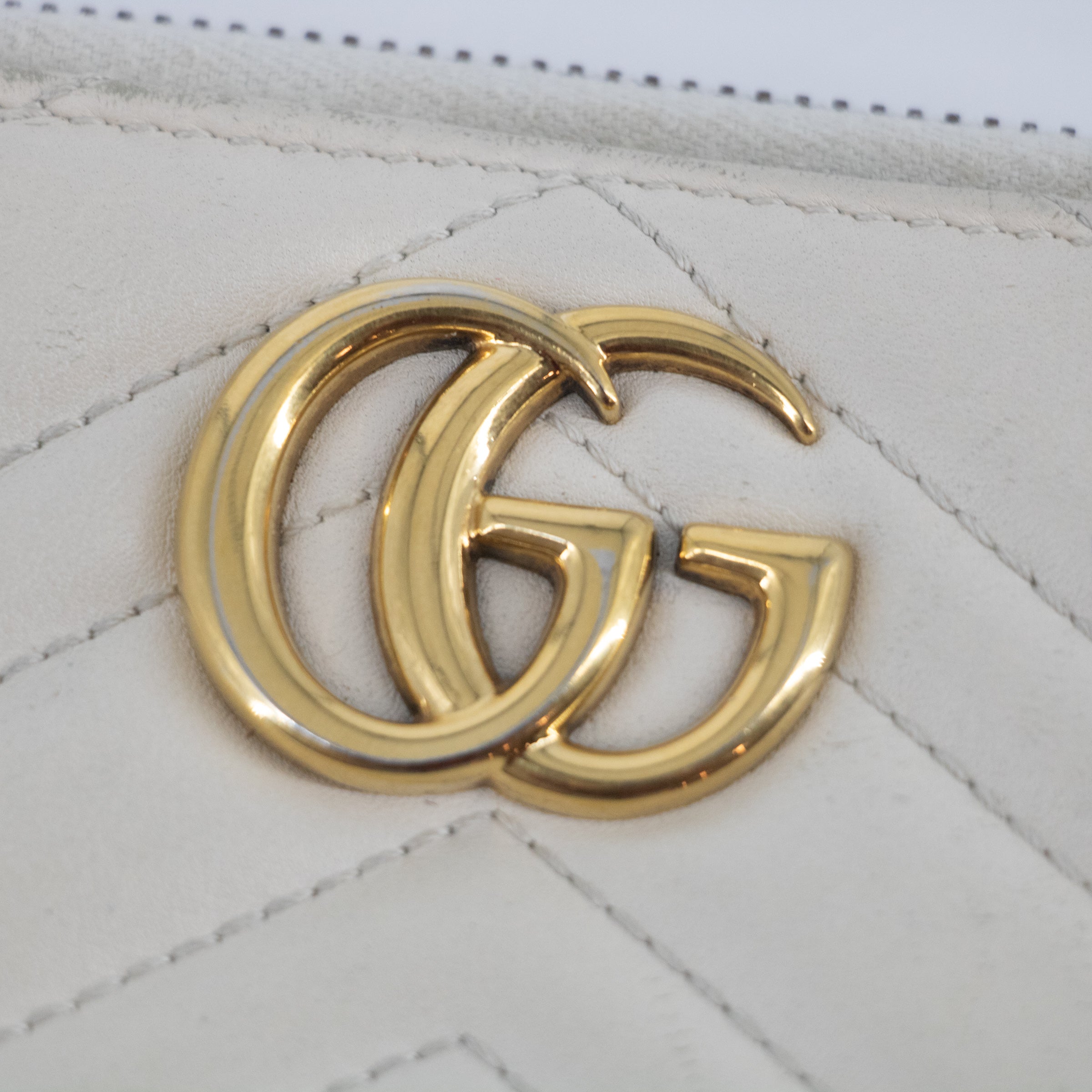 Gucci Ivory GG Marmont Leather Round Zipper Long Wallet #2285