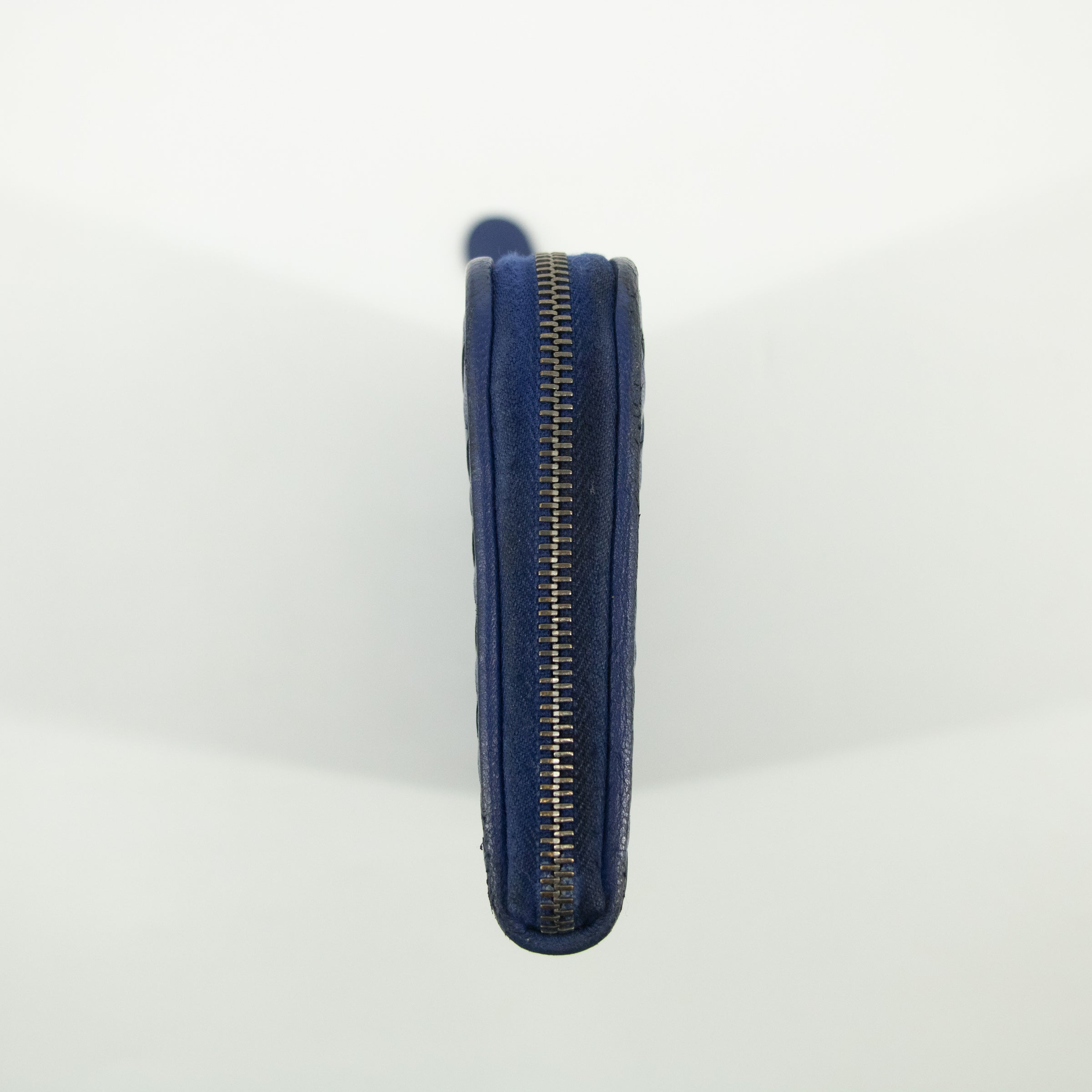 Bottega Veneta Blue Intrecciato Leather L-shaped Zipper Long Wallet  #2397