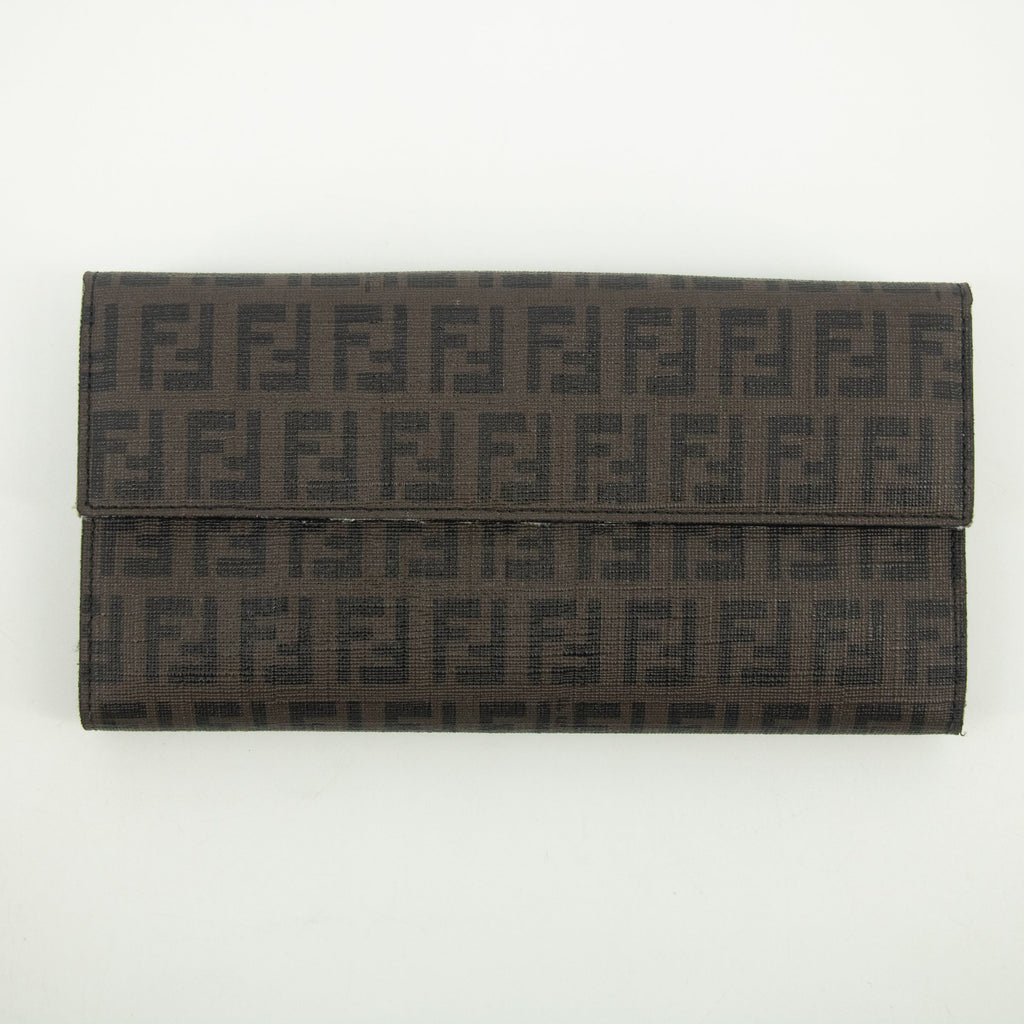 Fendi Brown Zucca Pattern PVC Long Wallet #2398