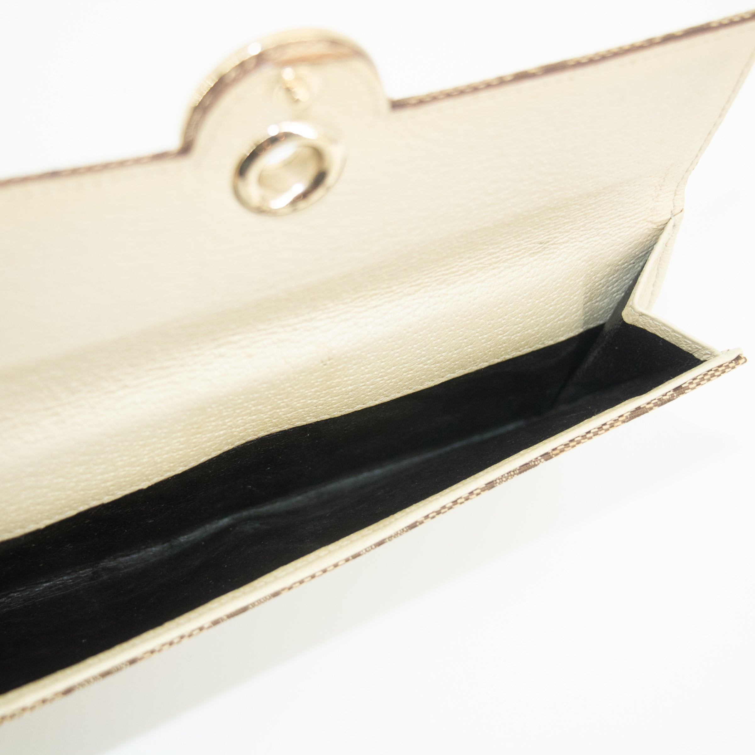 Gucci Brown x Ivory GG Canvas x Leather Long Wallet  #2418