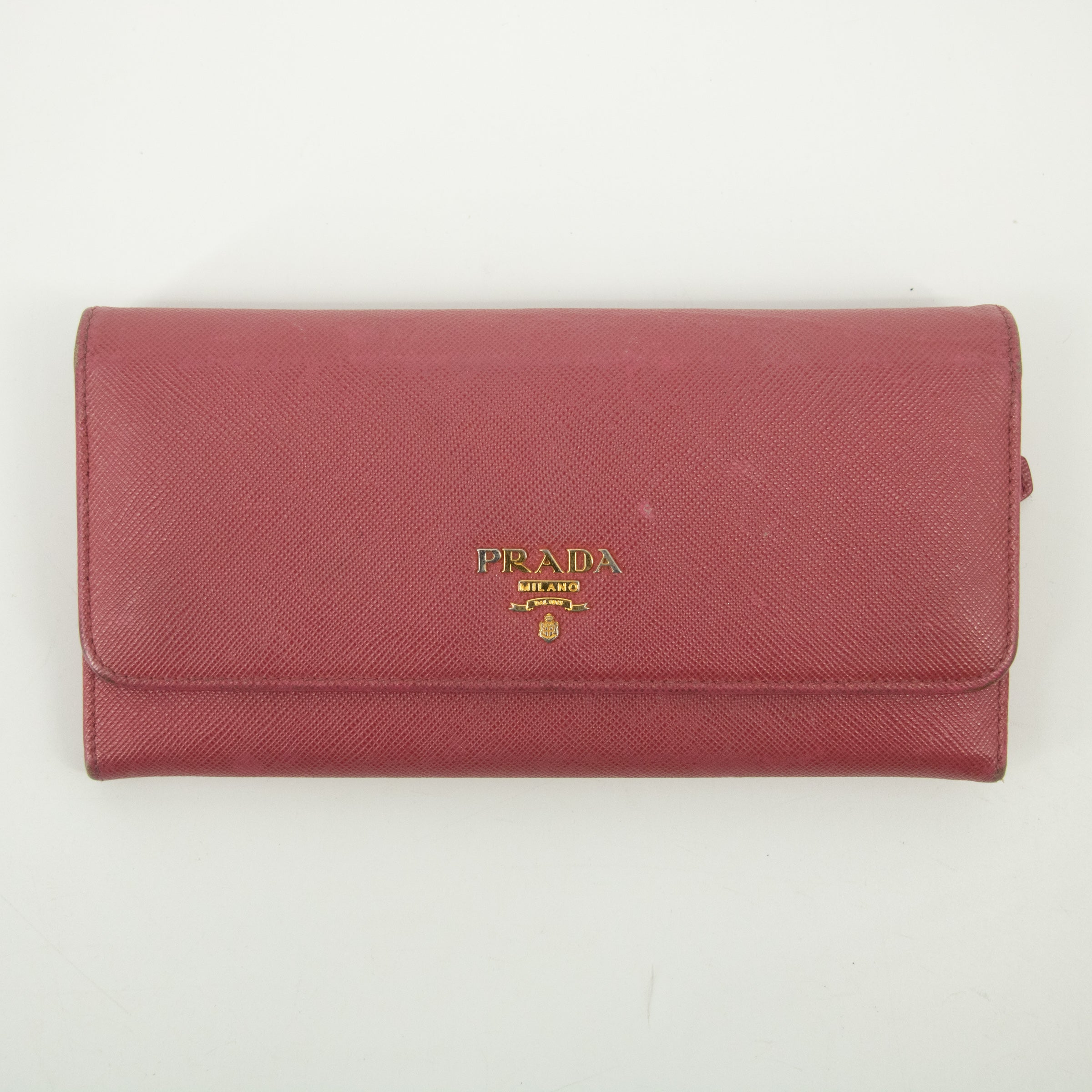 Prada Pink Saffiano Leather Long Wallet #2466