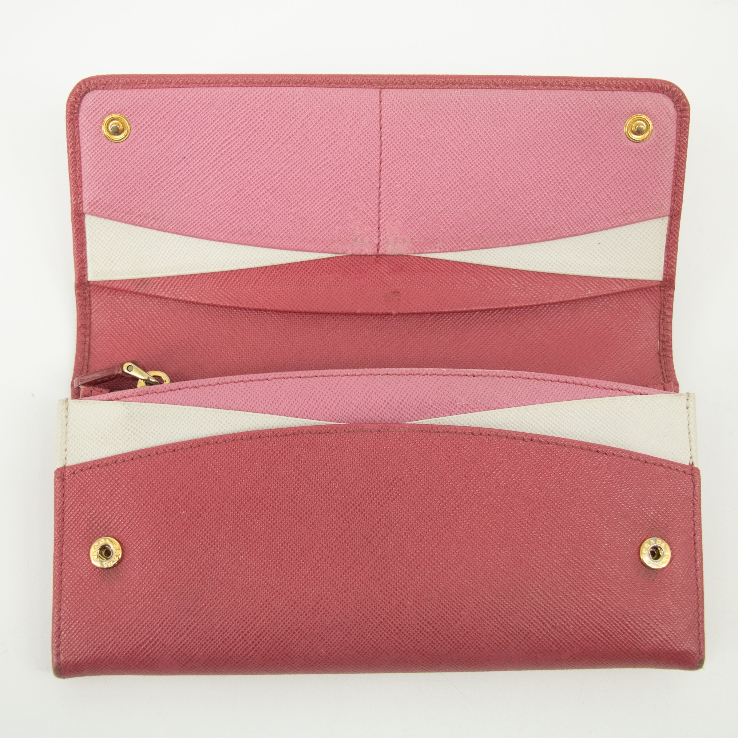 Prada Pink Saffiano Leather Long Wallet #2466