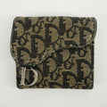 Christian Dior Black Trotter Saddle Canvas x Leather Compact Wallet -SKU #2635