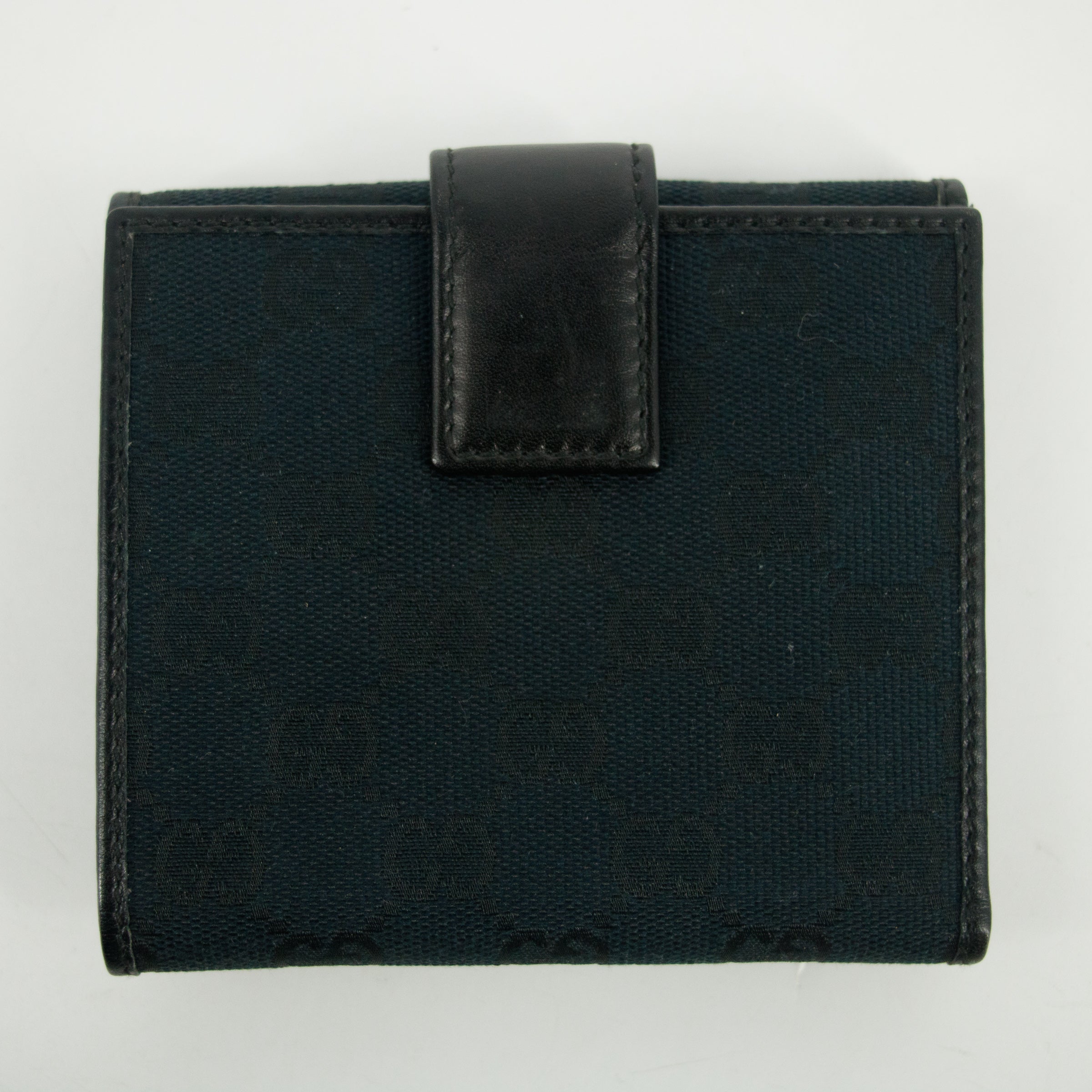 Gucci Black GG Canvas x Leather Compact Wallet #2647