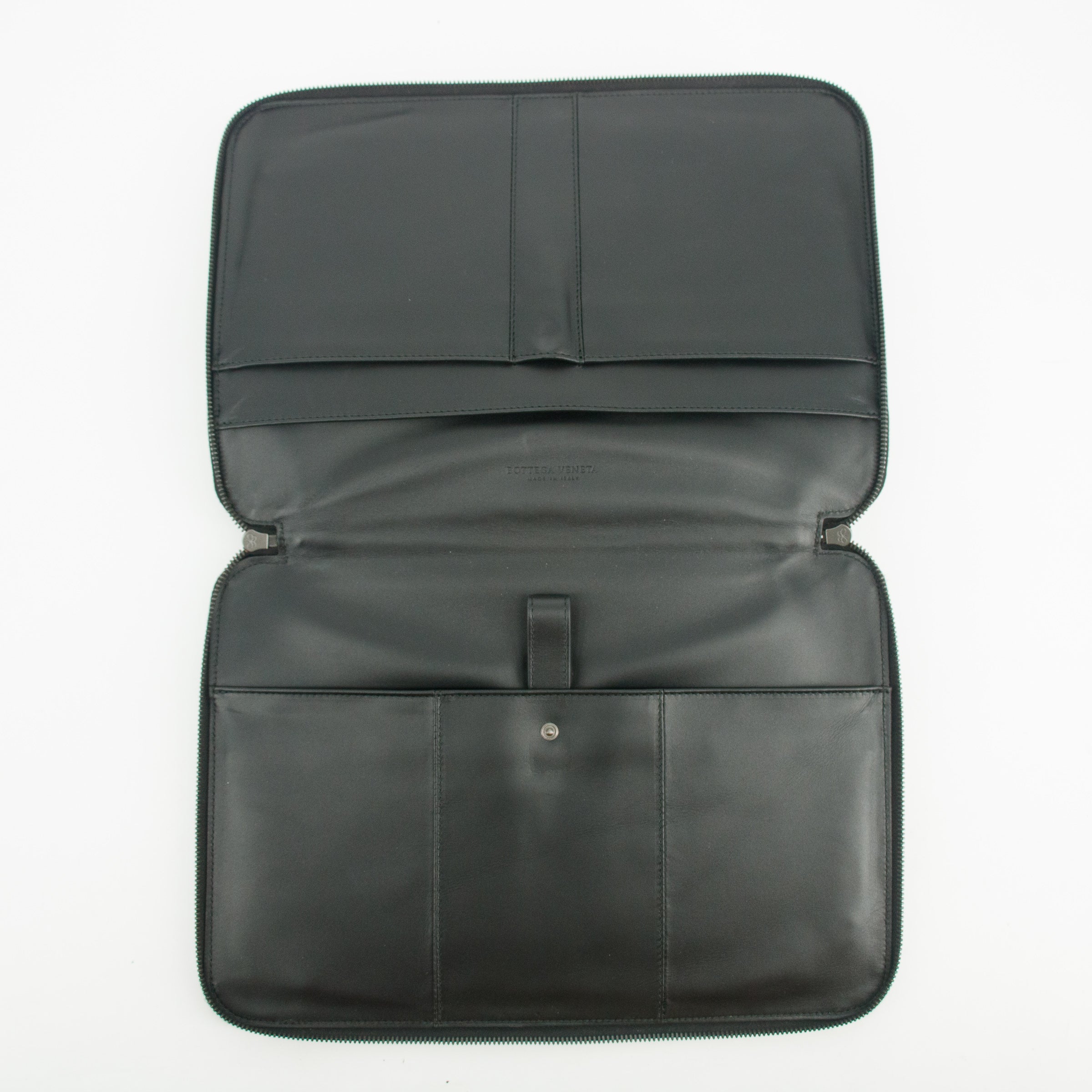 Bottega Veneta Intrecciato Black Zip Around Breifcase Bag #2866