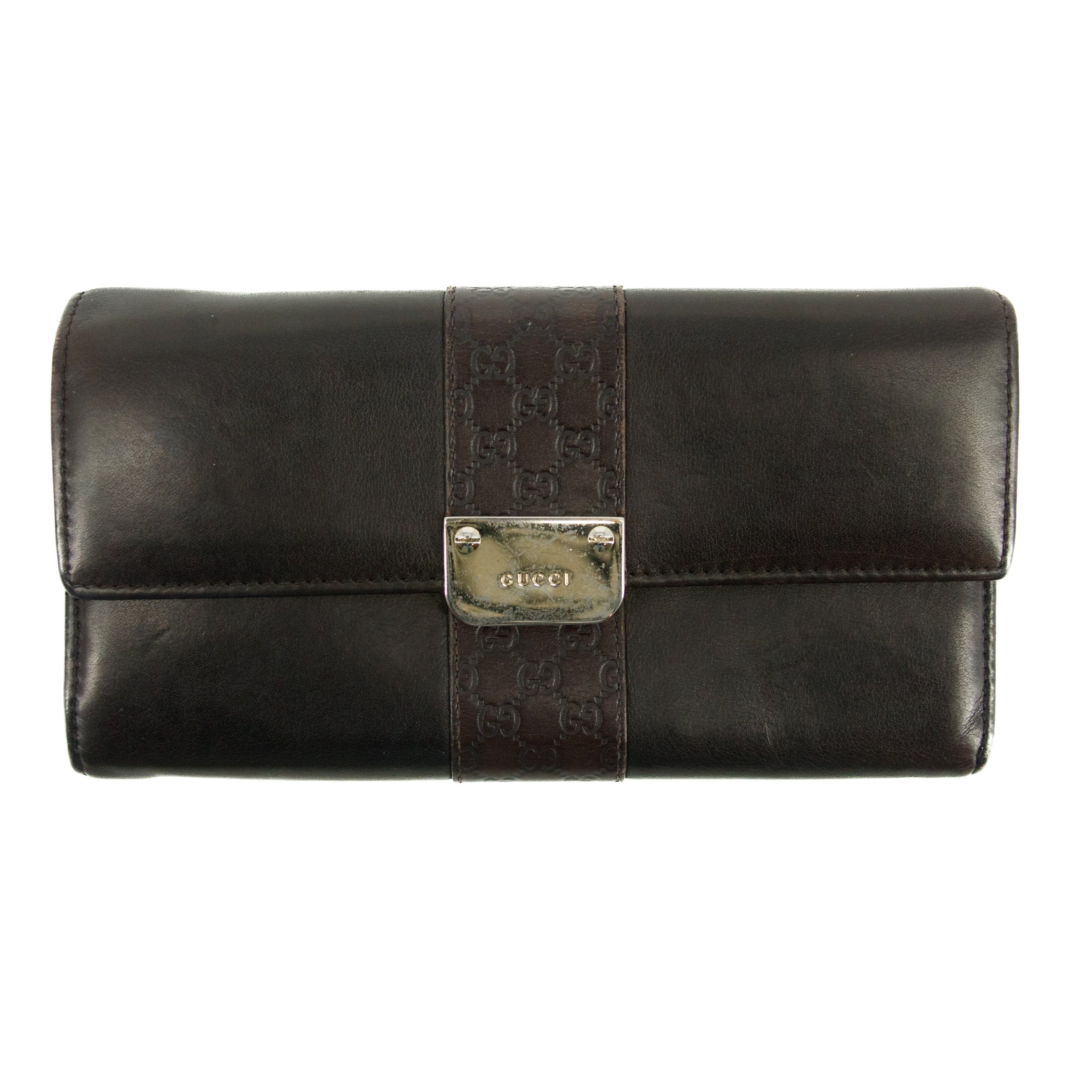 Gucci GG Guccisima Brown Leather Long Continental Wallet #3300