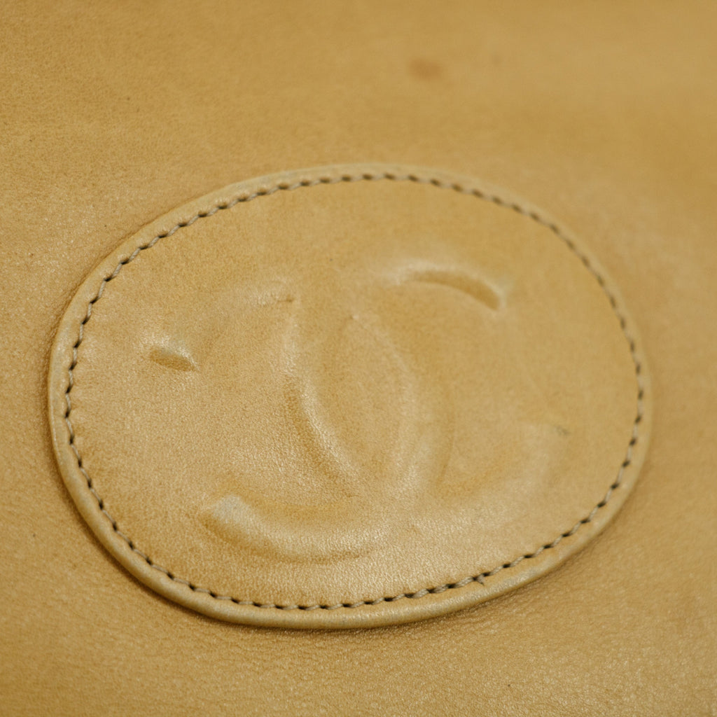 Chanel Coco Mark Beige Lambskin CC Logo Chain Shoulder Bag #3453
