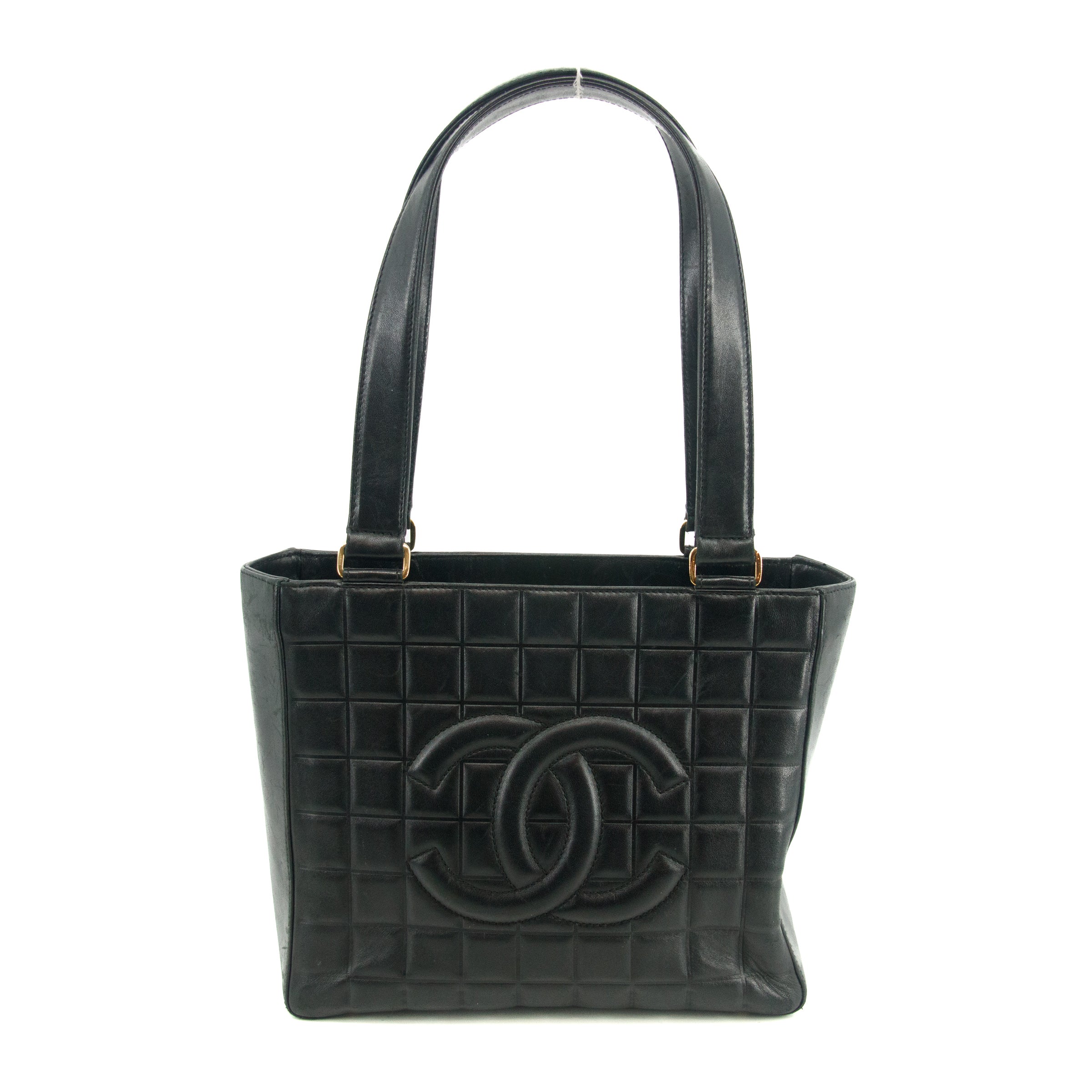 Chanel Black Lambskin Chocolate Bag Square Quilt Tote Bag #3455
