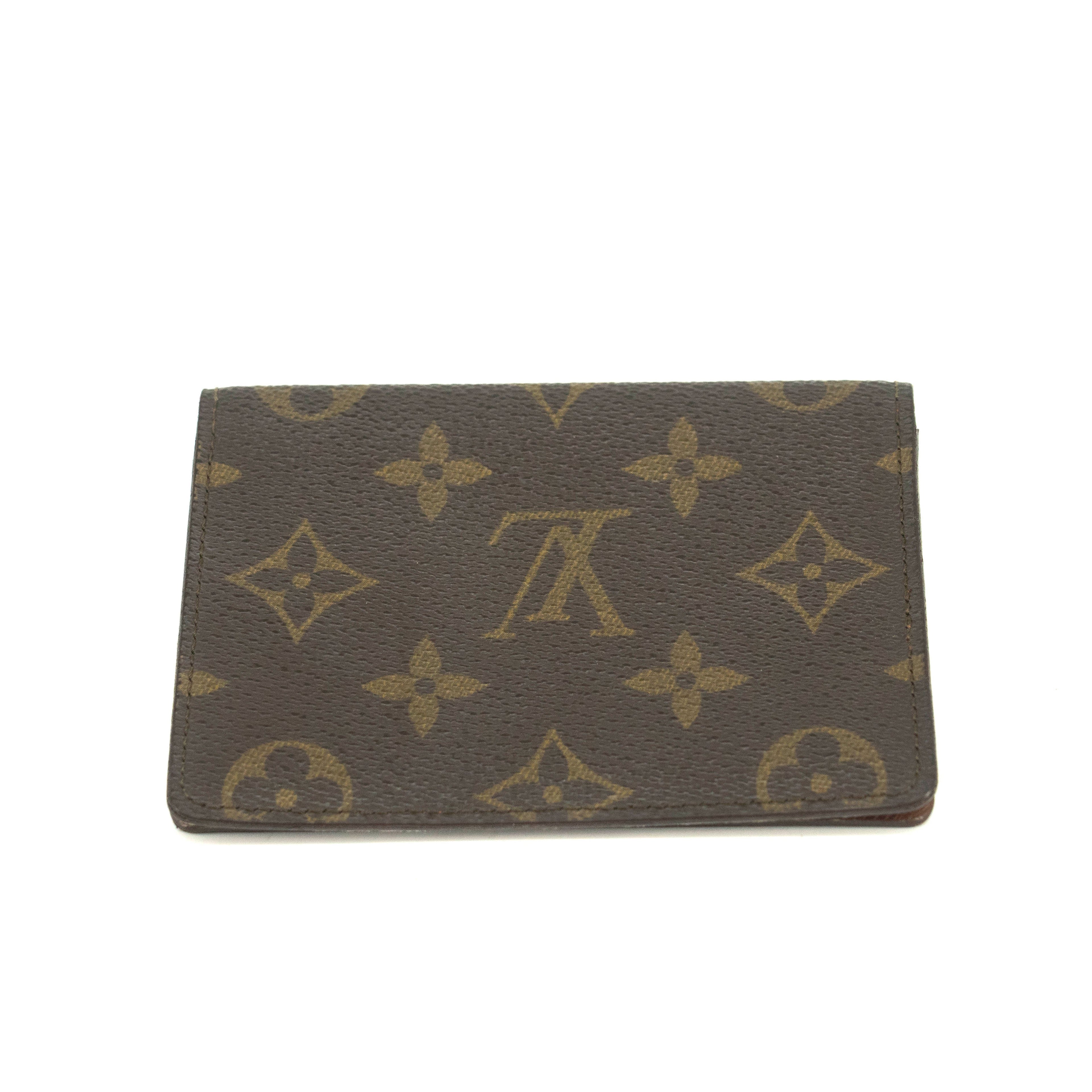 Louis Vuitton Monogram Canvas Brown ID Card Case Wallet #3519