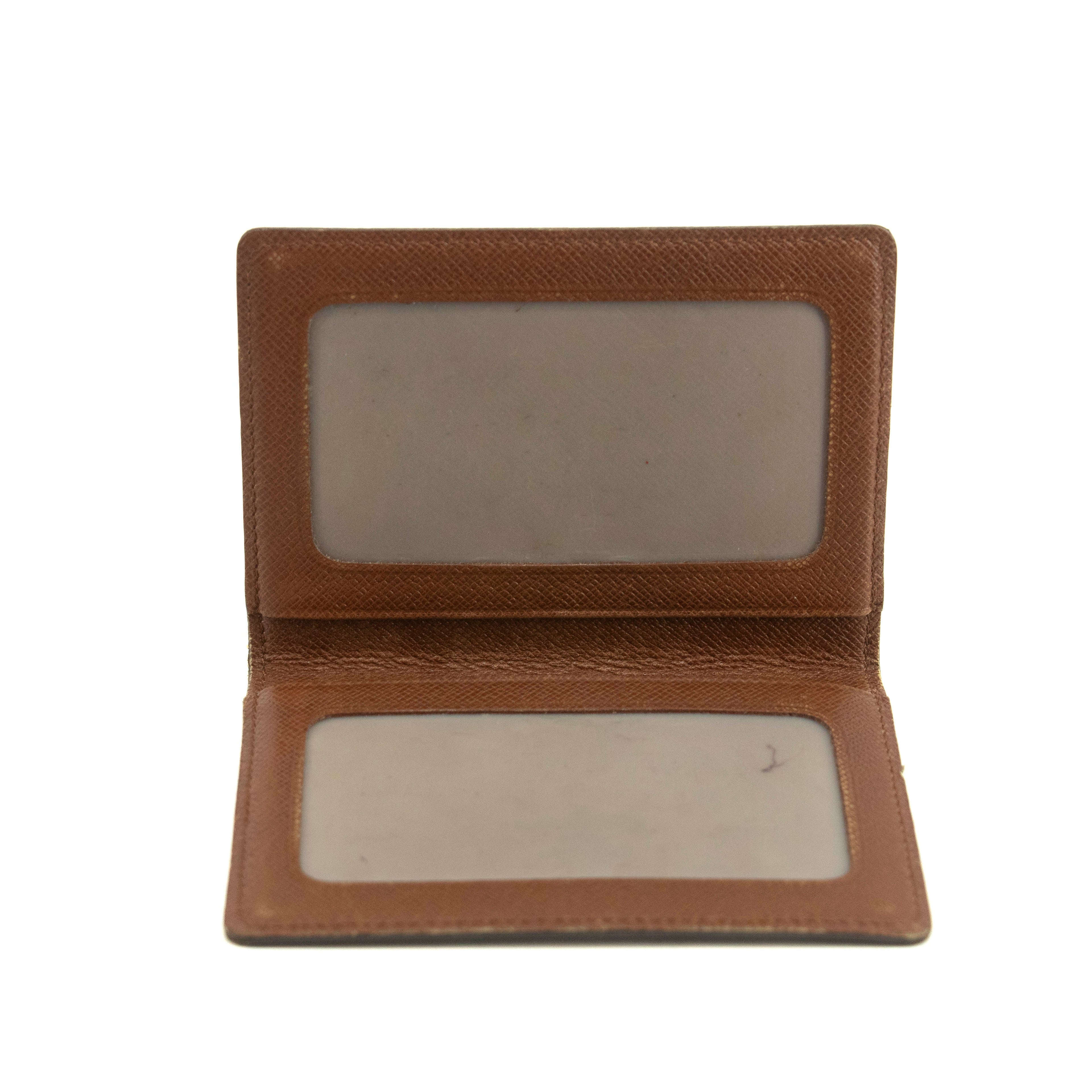 Louis Vuitton Monogram Canvas Brown ID Card Case Wallet #3519