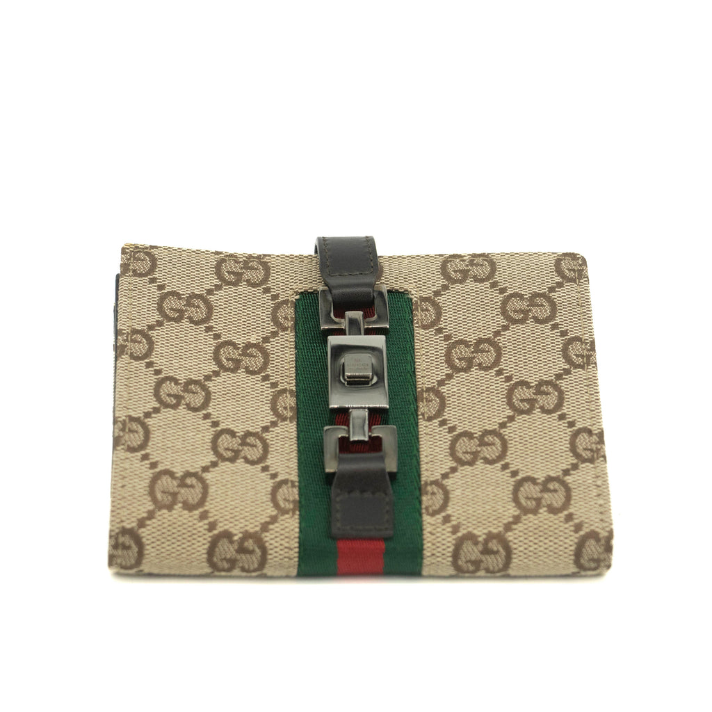 Gucci GG Canvas Sherry Line Jackie Compact Wallet #3539