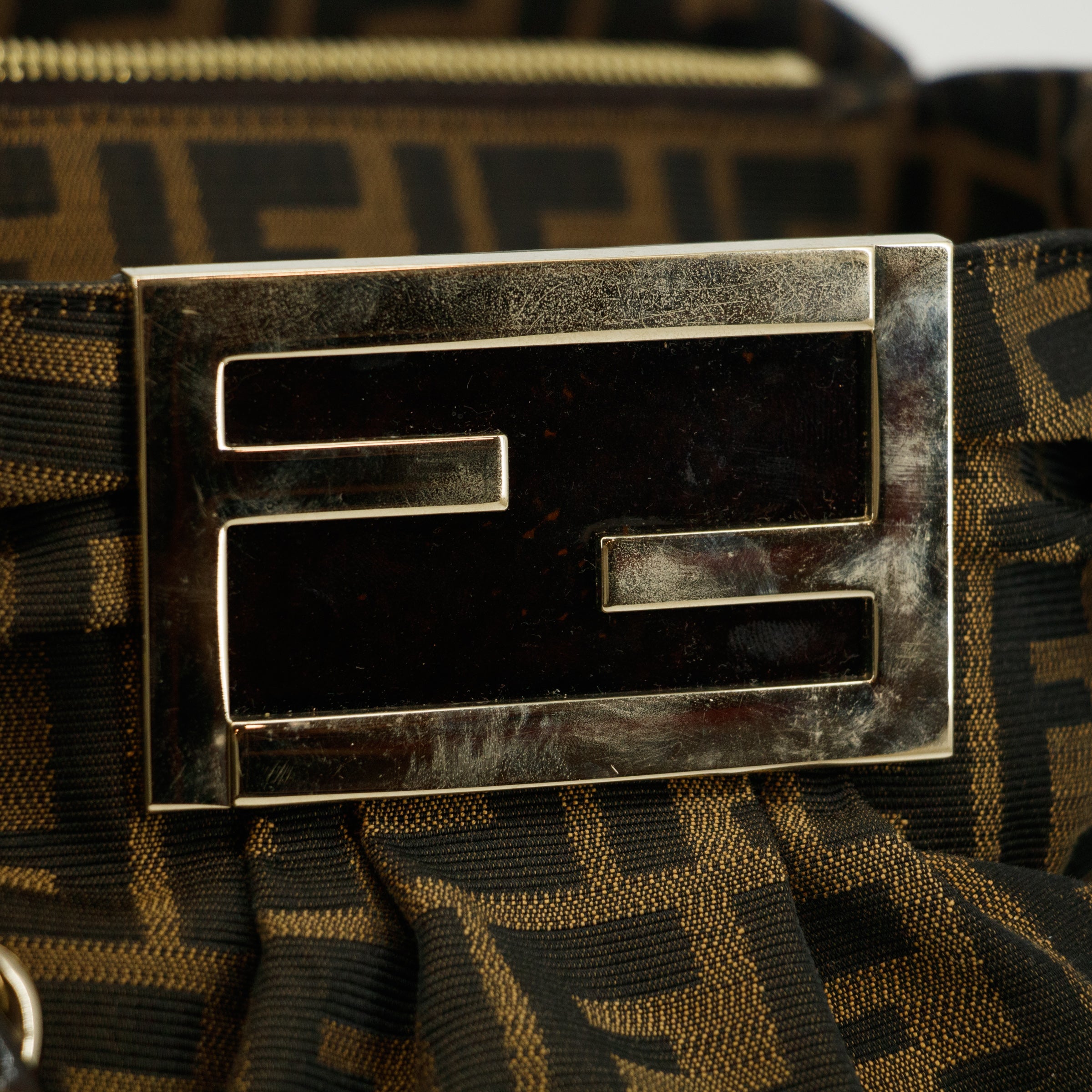 Fendi Mama Baguette Zucca FF Chain Shoulder Bag Brown #3546