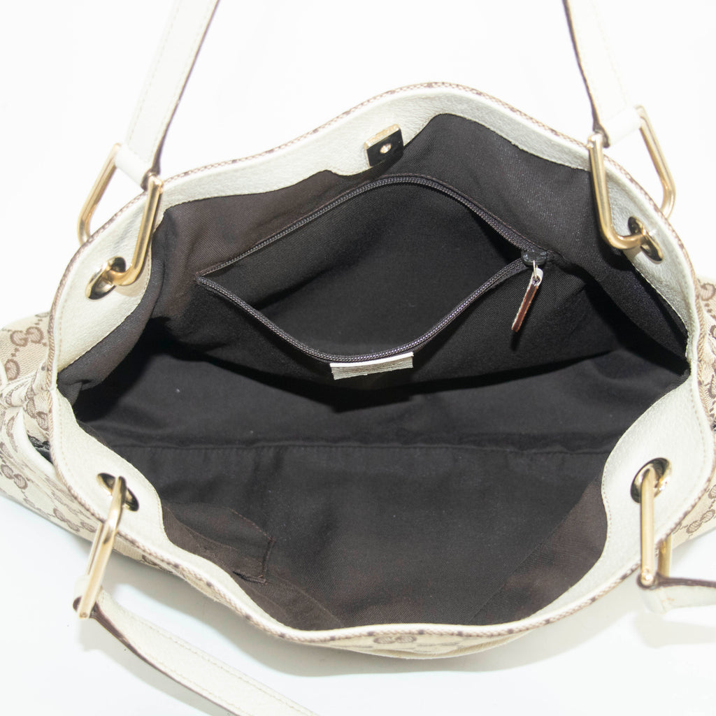 Gucci GG Canvas Beige x White Eclipse Medium Shoulder Bag #3552
