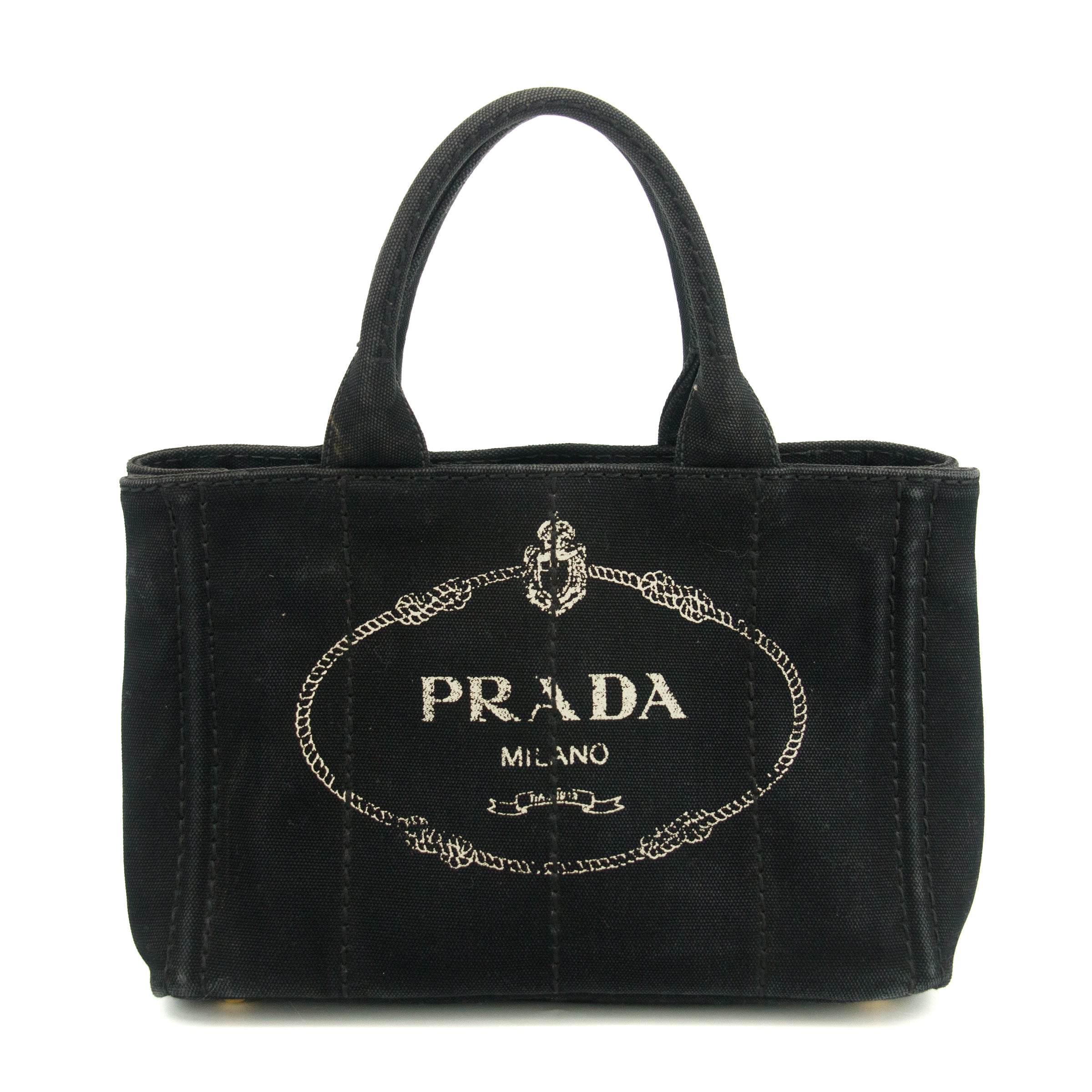 Prada Black Canvas Canapa Logo Tote Bag Small #3573