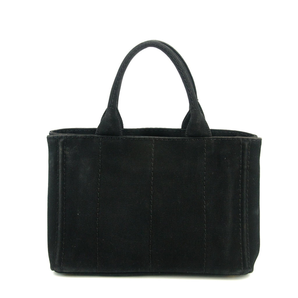 Prada Black Canvas Canapa Logo Tote Bag Small #3573
