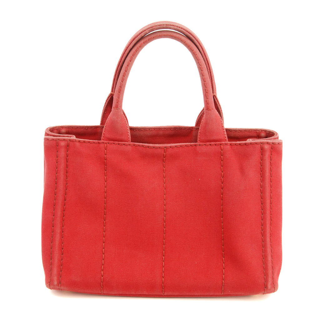 Prada Red Canvas Canapa Logo Tote Bag Small #3574