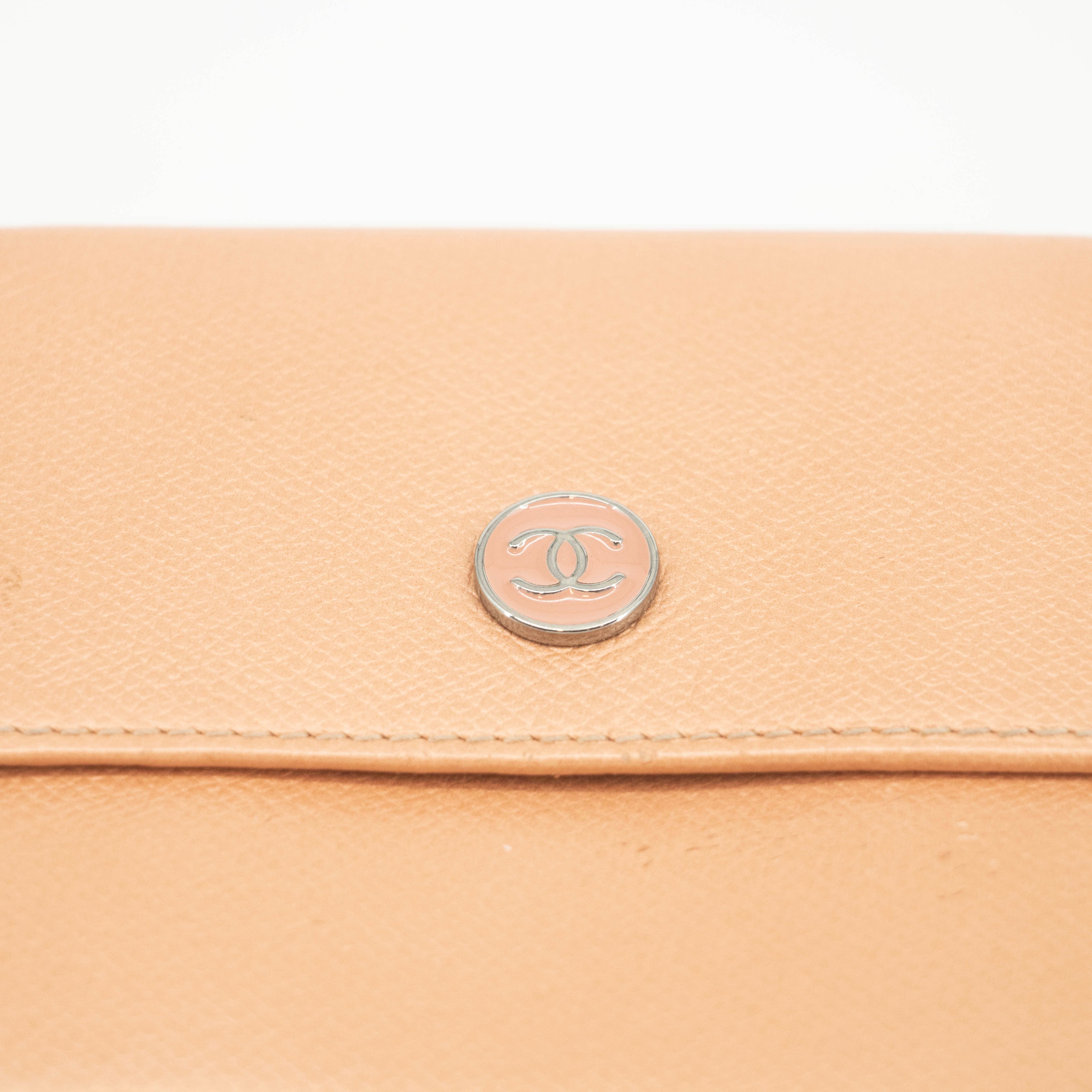 Chanel Pink Leather Compact Trifold Wallet #3715