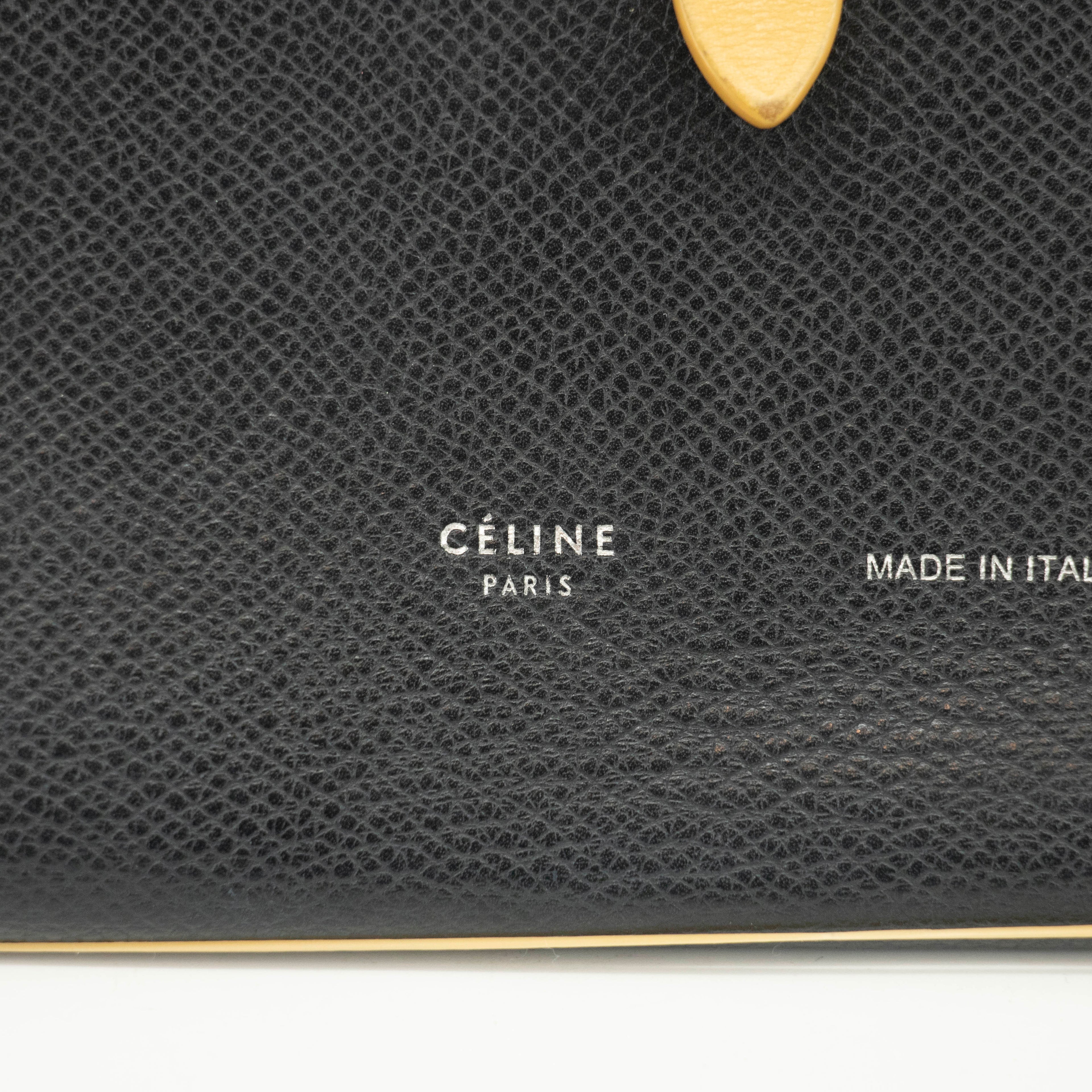 Celine Medium Leather Colorblock Pattern Multifunction Wallet Black #3594