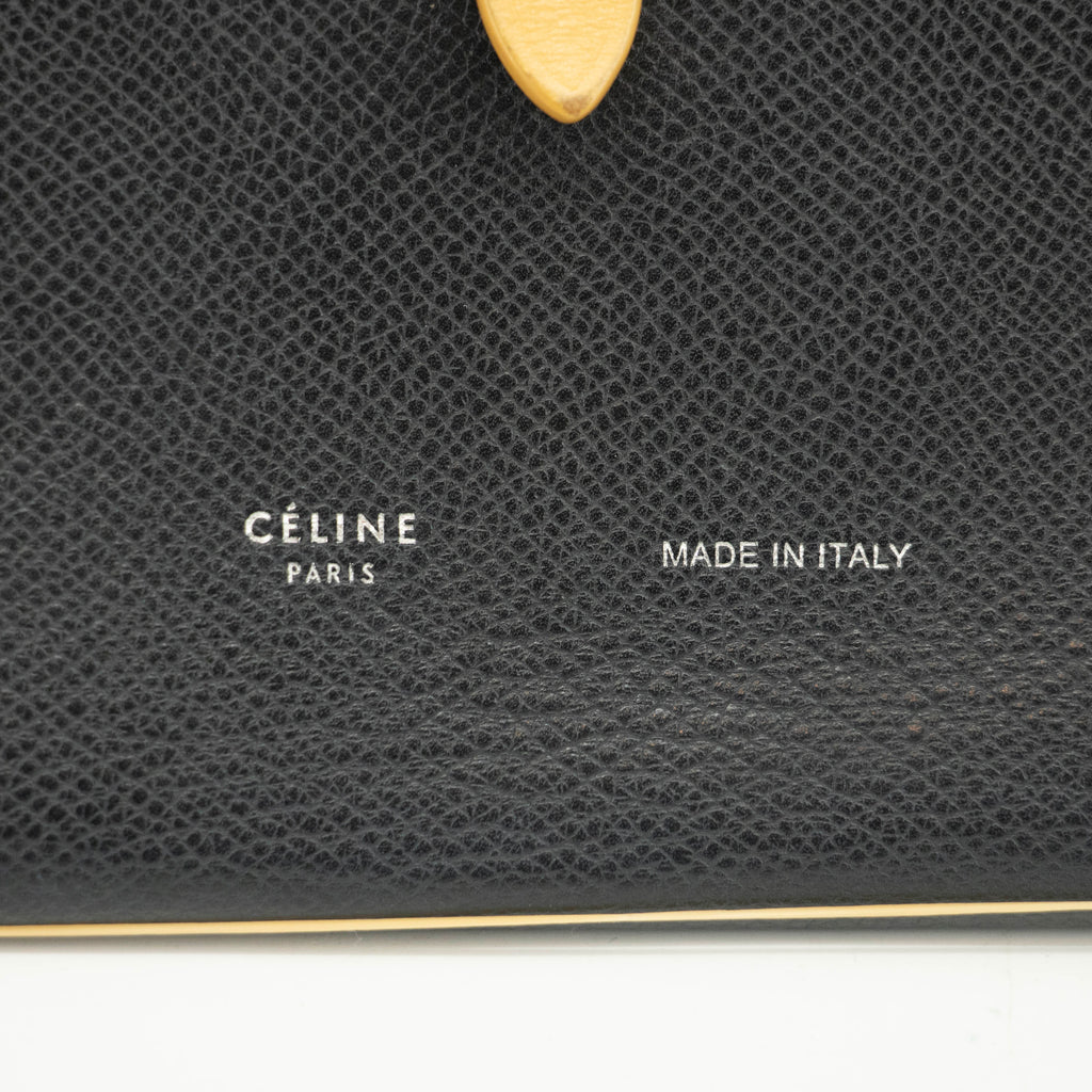 Celine Medium Leather Colorblock Pattern Multifunction Wallet Black #3594
