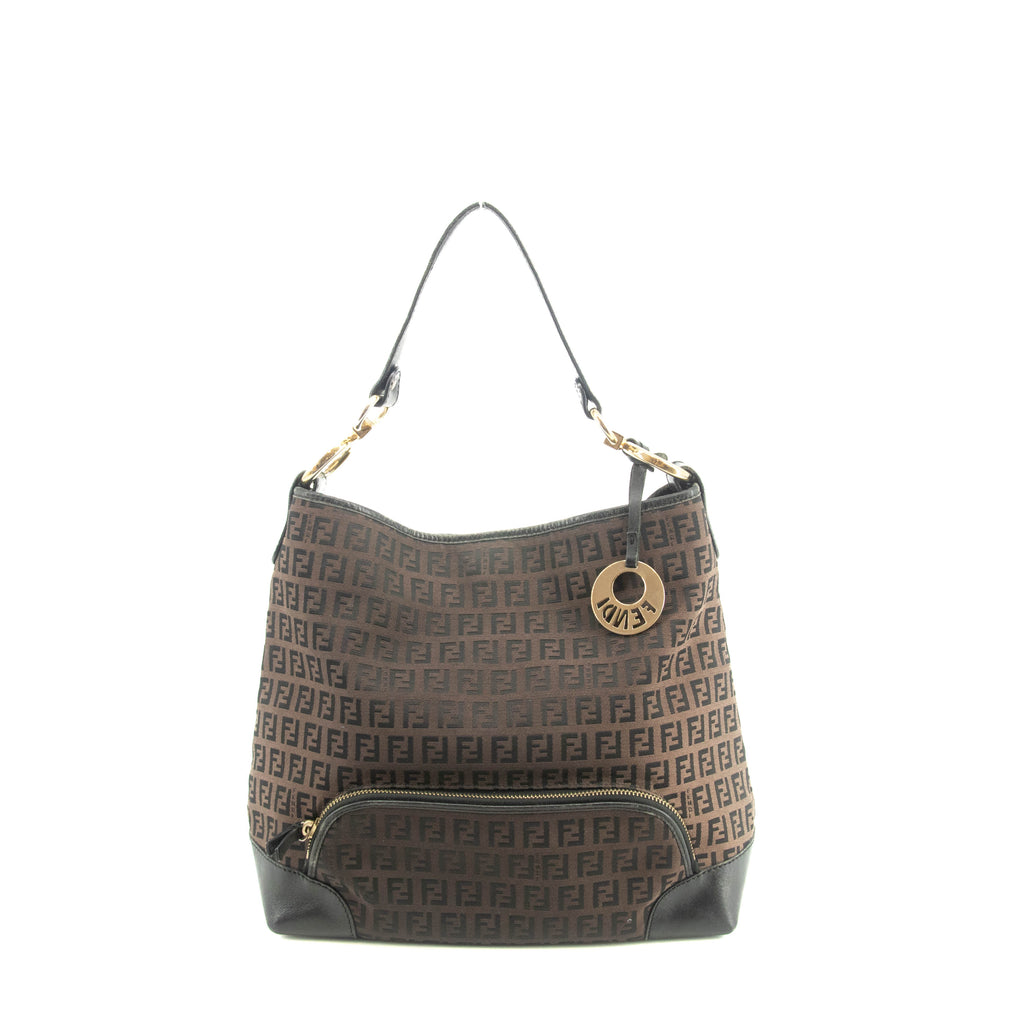 Fendi Dark Brown FF Zucca Hobo Shoulder Bag  #3605