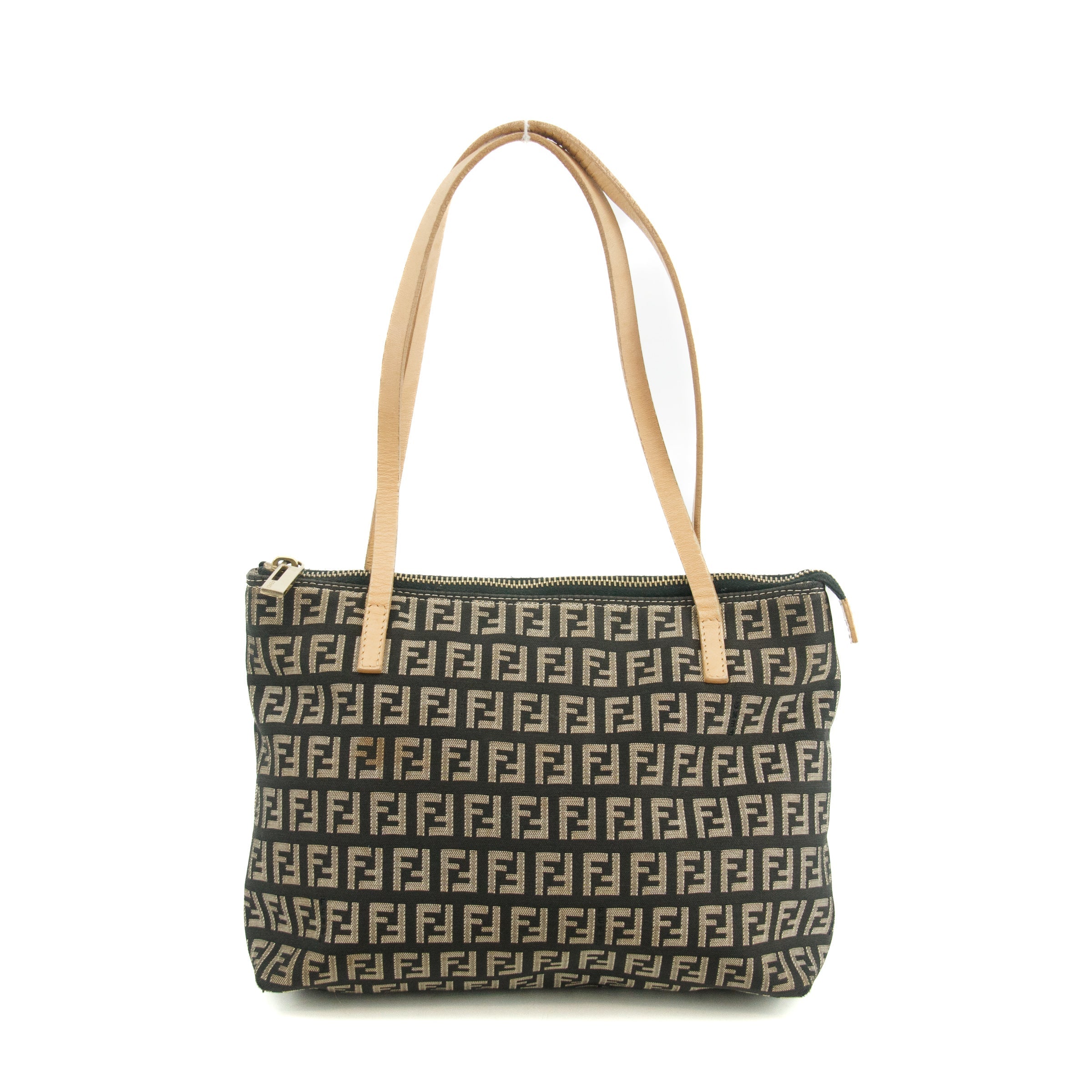 Fendi FF Zucchino Black Canvas Shoulder Bag #3606