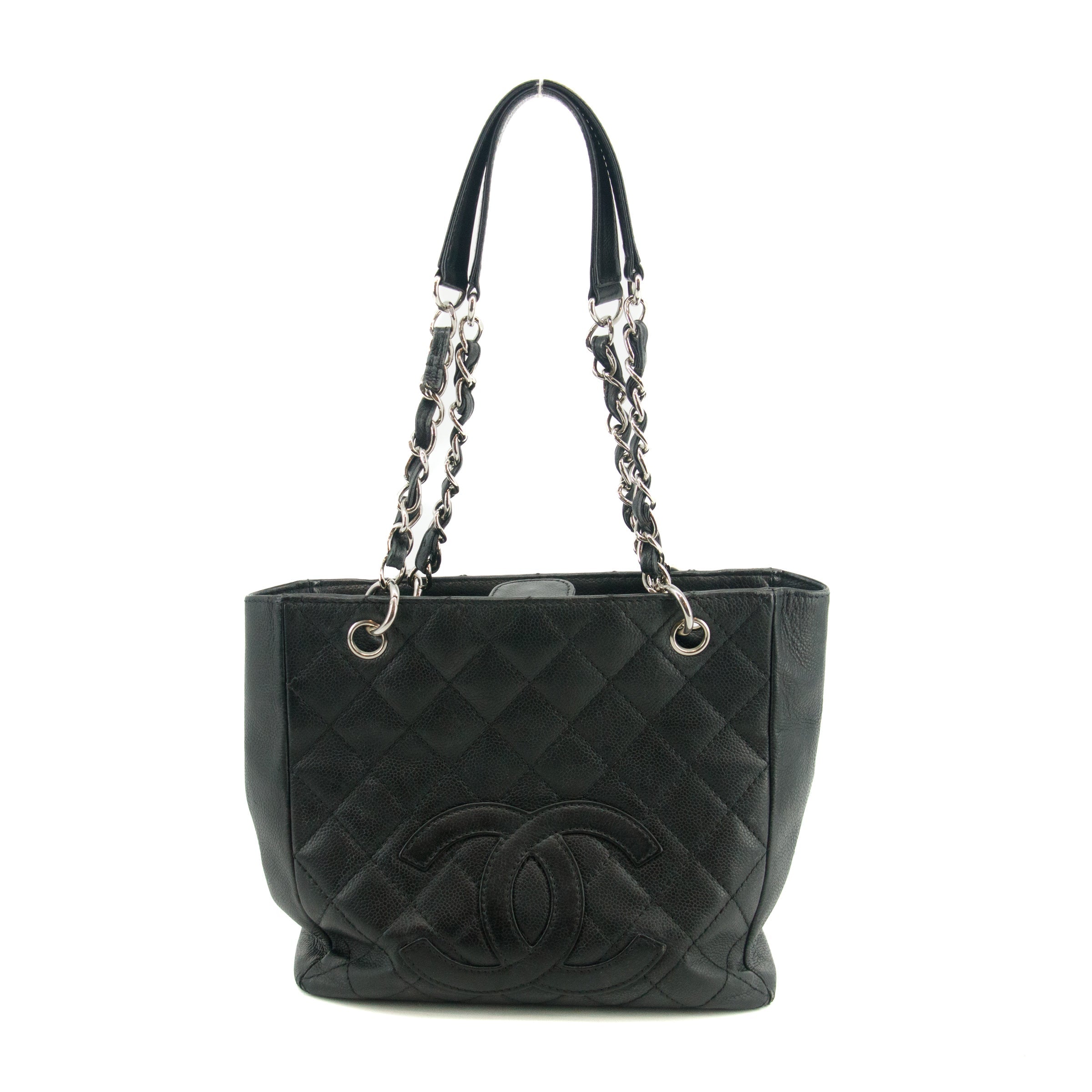 Chanel Black Caviar Skin Quilted Coco Mark PST Shoulder Bag #3628