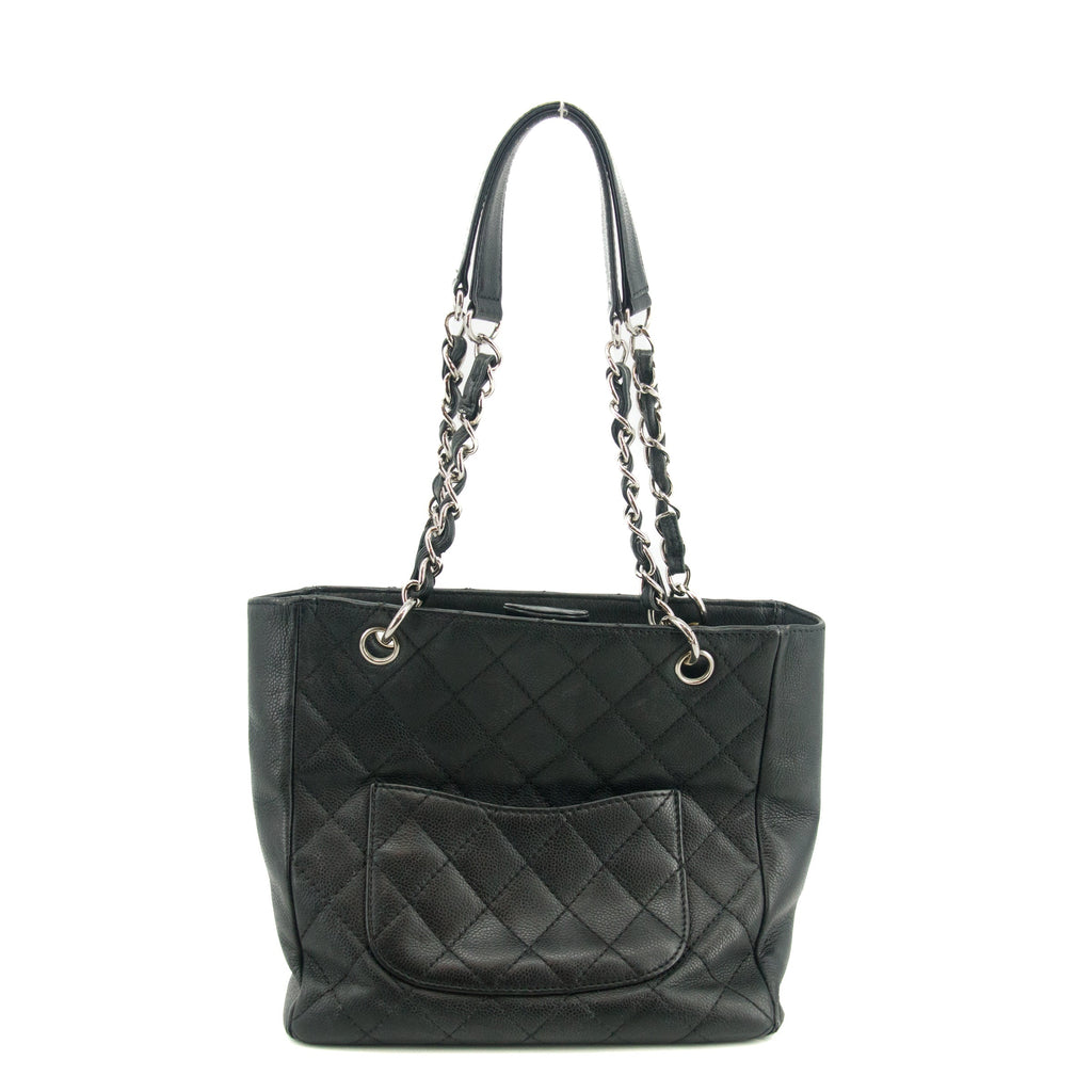 Chanel Black Caviar Skin Quilted Coco Mark PST Shoulder Bag #3628