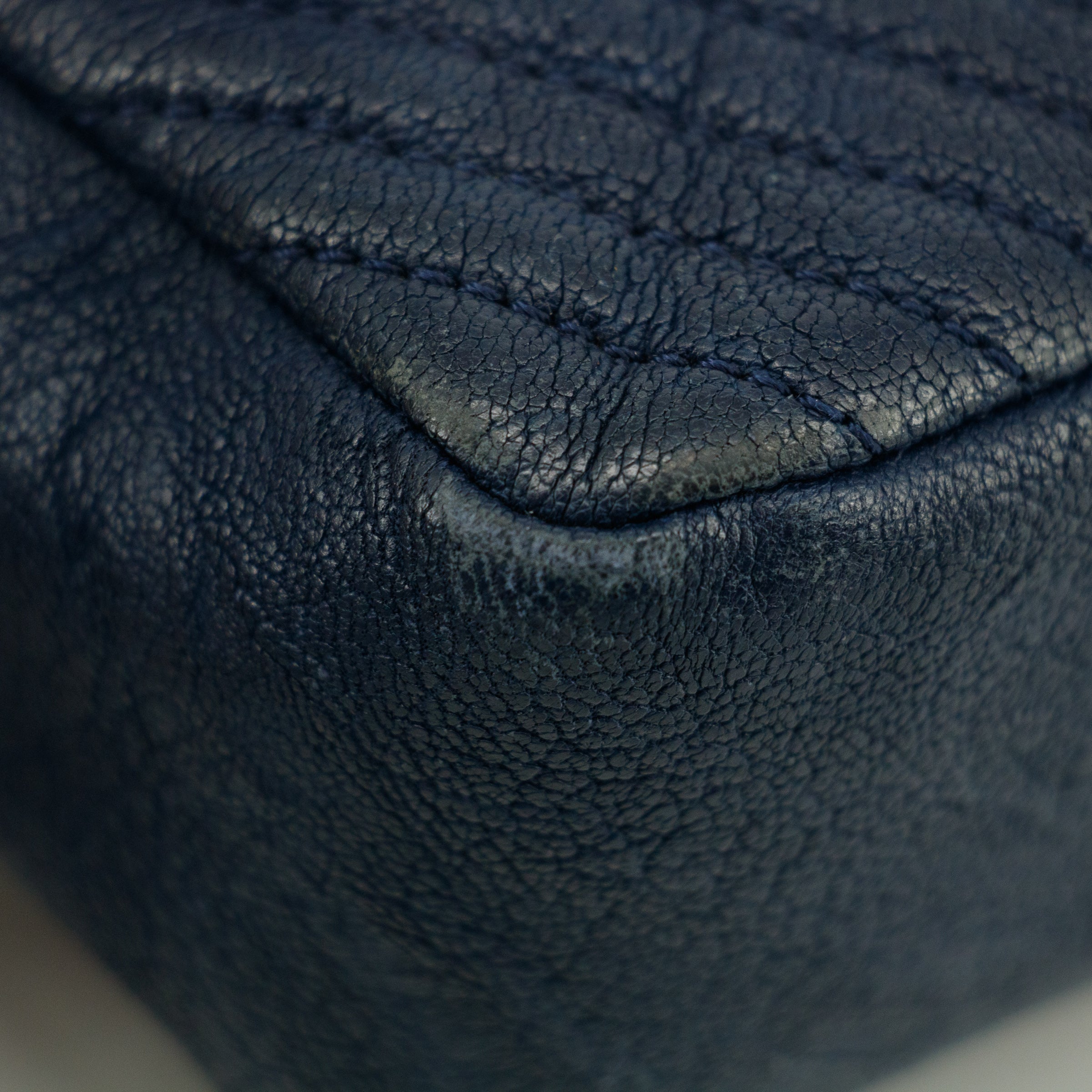 Chanel Chevron Flap Surpique Aged Calfskin Navy Shoulder Bag #3631