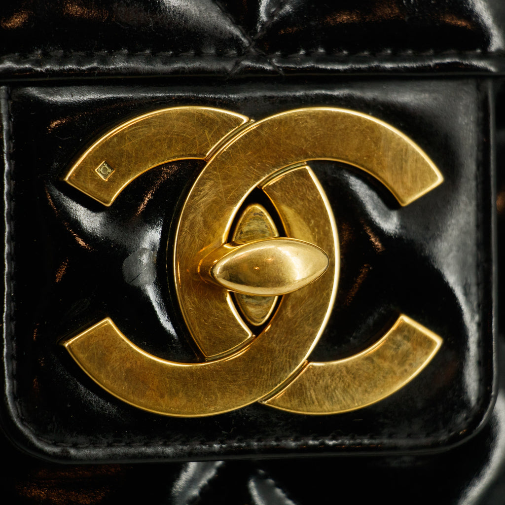 Chanel Matelasse Black Coco Mark Patent Breifcase Bag #3636