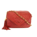 Chanel Matelasse Lambskin Tassel Camera Shoulder Bag Red #3637