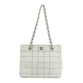 Chanel Wild Stitch White Lambskin Chocolate Bar Shoulder Bag #3640