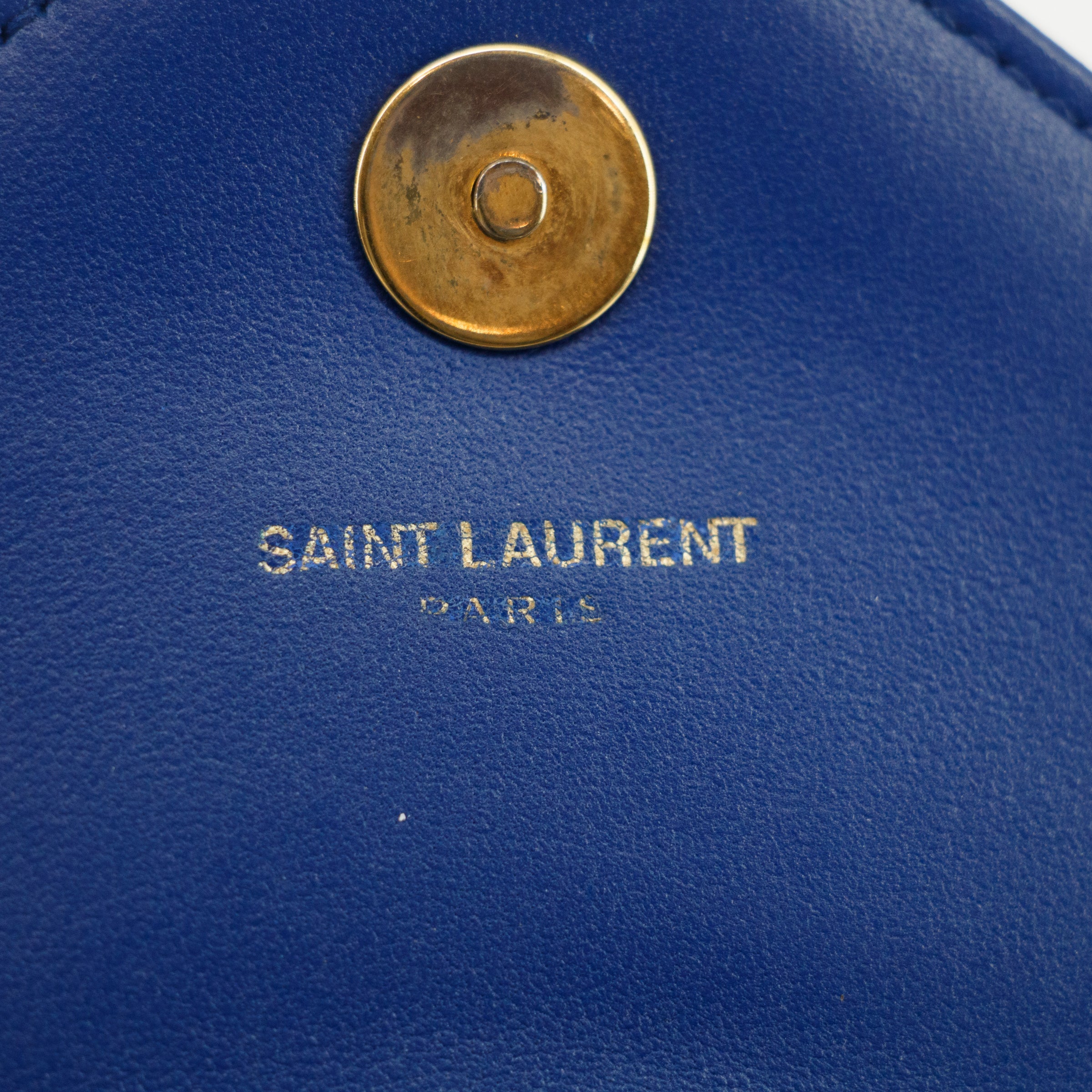 Saint Laurent YSL Classic Blue Matelasse Chevron Crossbody Bag #3651