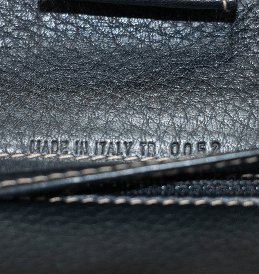 Christian Dior Saddle Black Leather Long Trifold Wallet #3690