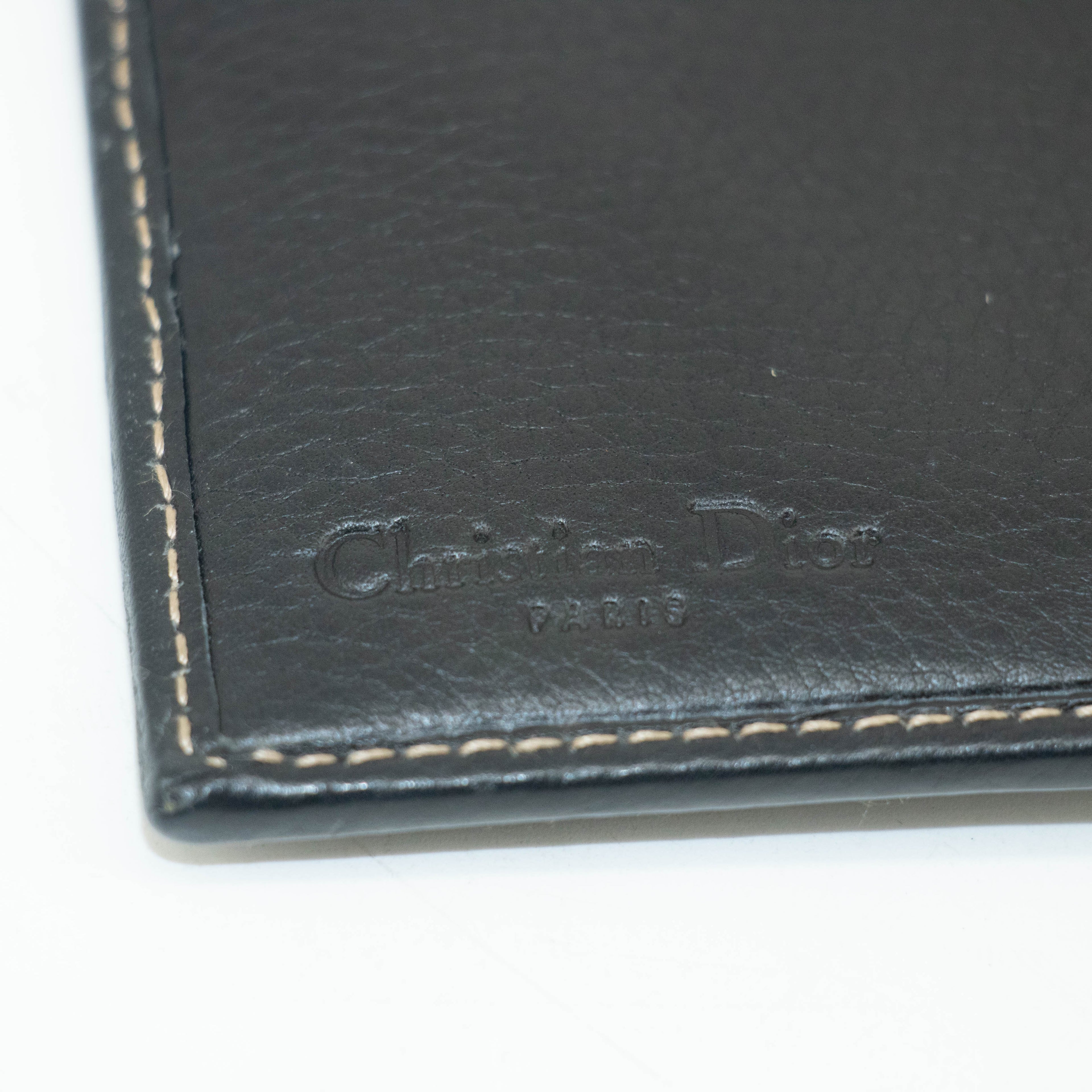 Christian Dior Saddle Black Leather Long Trifold Wallet #3690