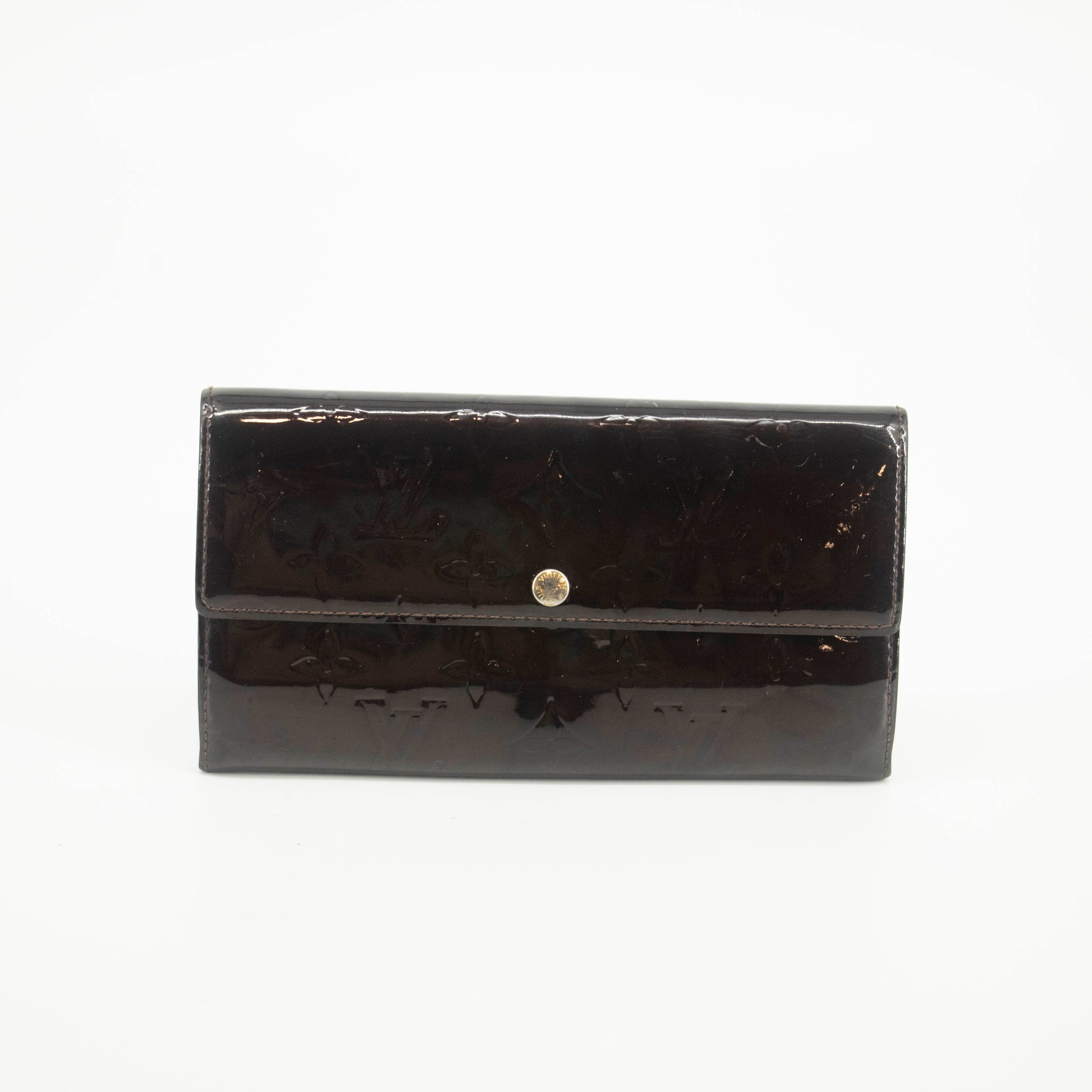 Louis Vuitton Vernis Patent Leather Purple Sarah Long Wallet #3693
