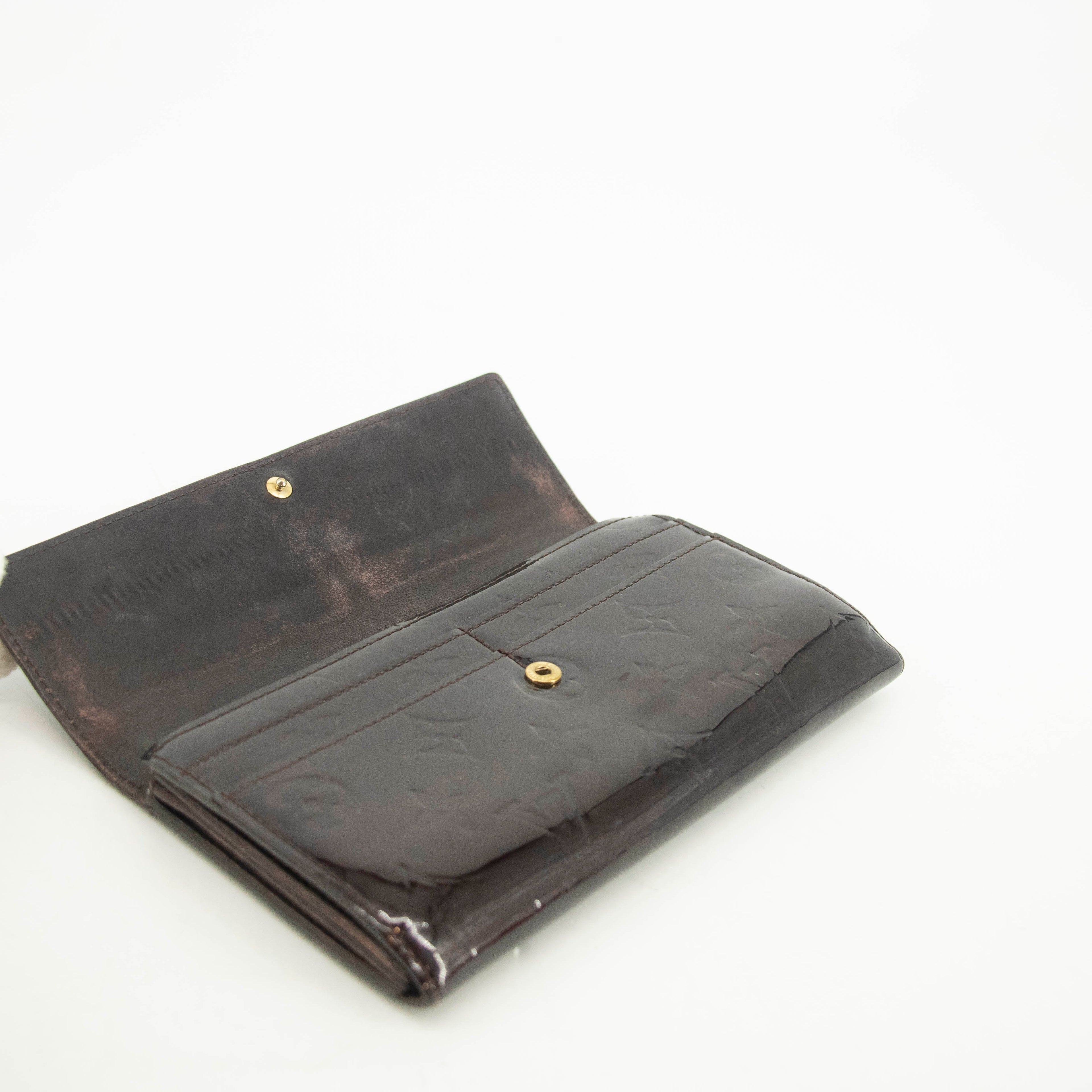 Louis Vuitton Vernis Patent Leather Purple Sarah Long Wallet #3693