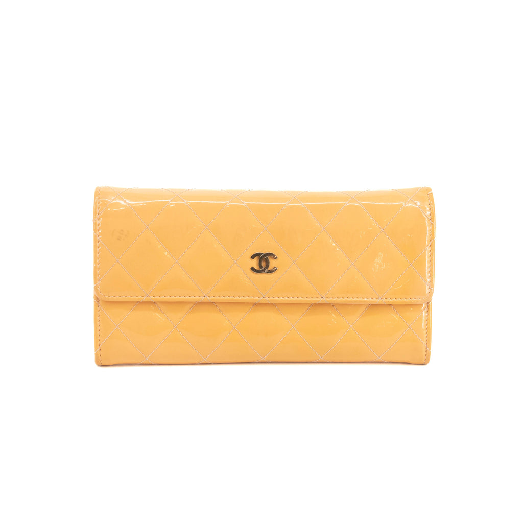 Chanel CC Cocomark Patent Orange Long Wallet #3694
