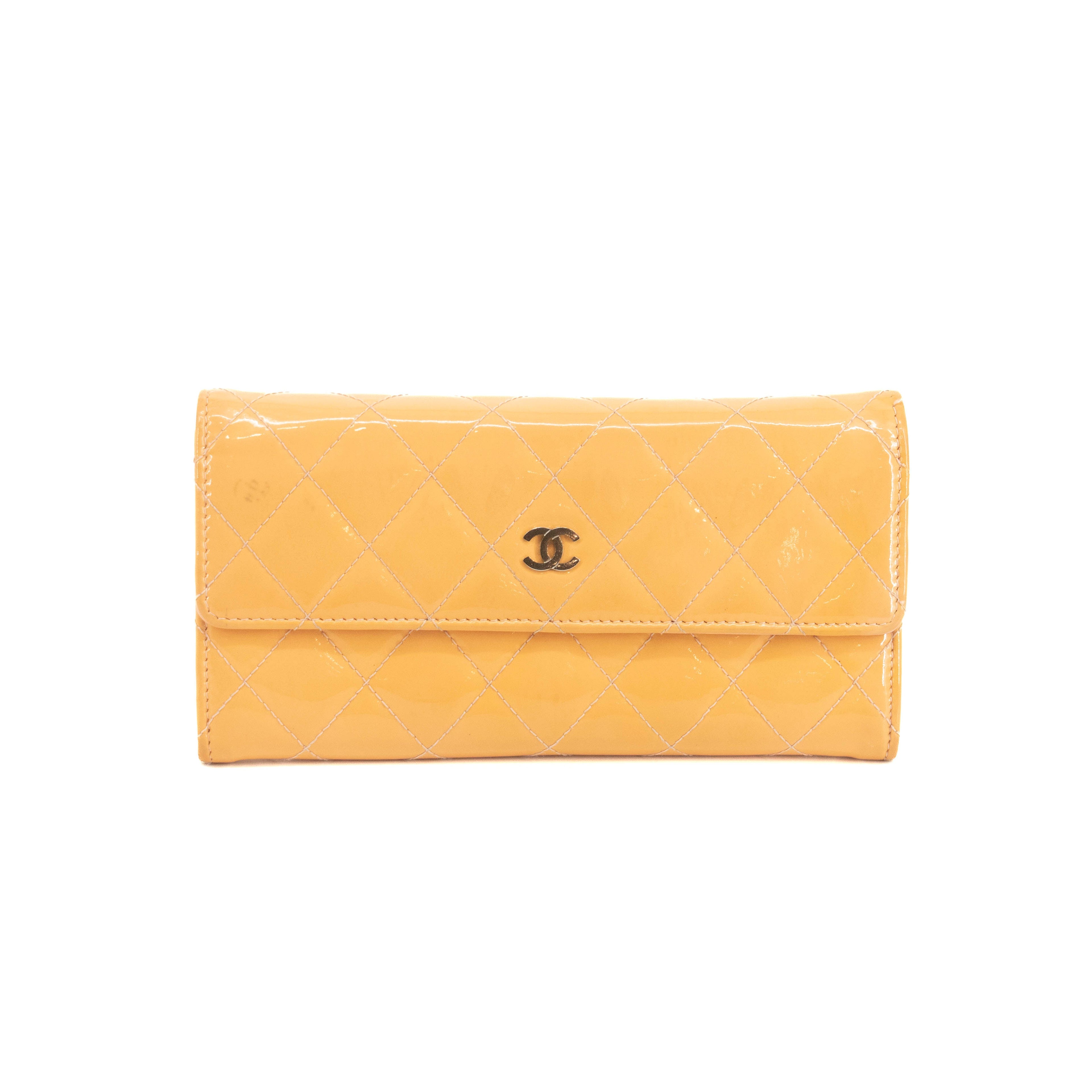 Chanel CC Cocomark Patent Orange Long Wallet #3694