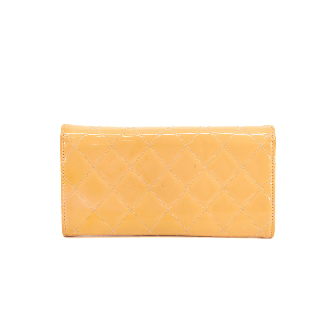 Chanel CC Cocomark Patent Orange Long Wallet #3694