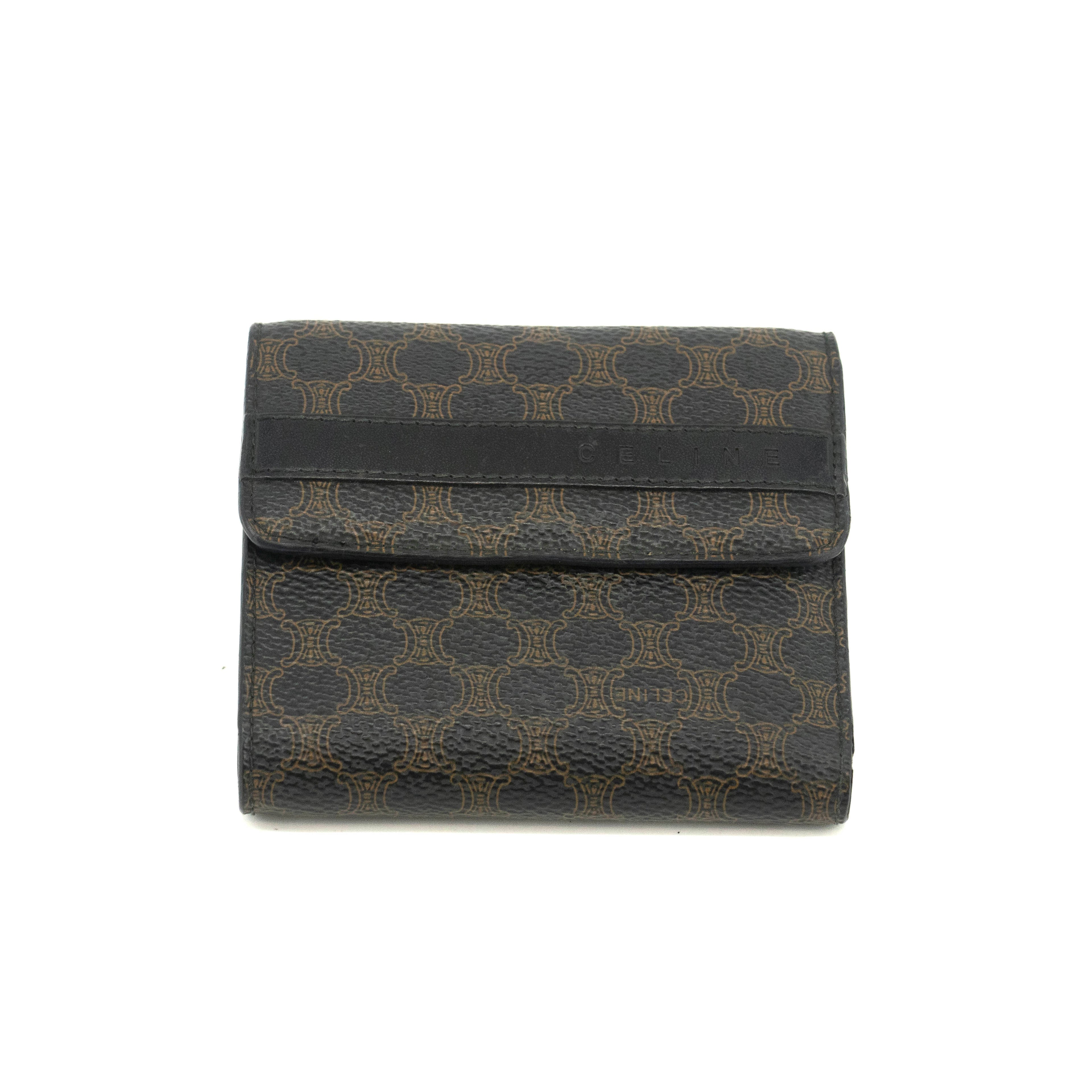 Celine Macadam Black PVC Compact Wallet #3704