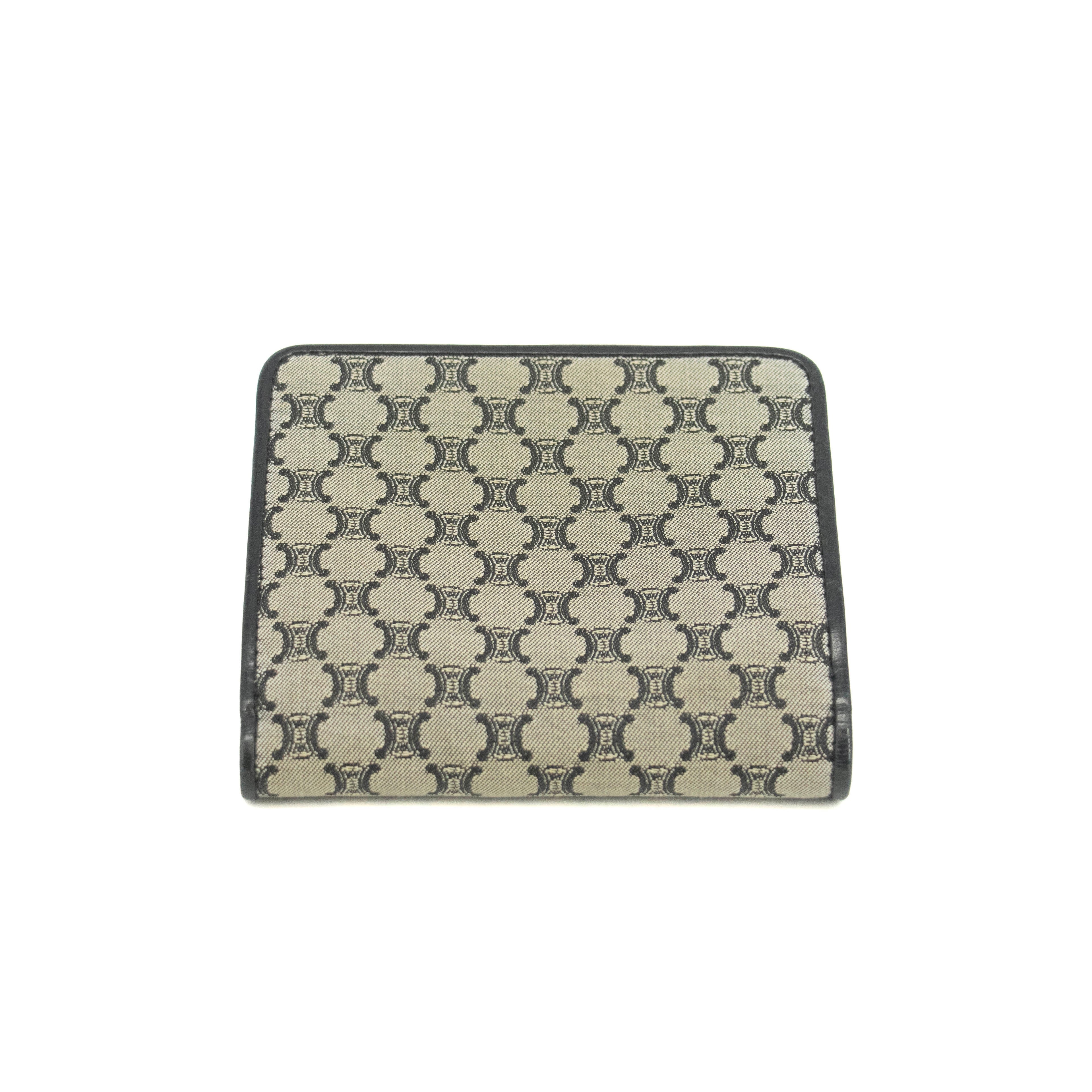 Celine Macadam Grey Canvas Compact Wallet #3705