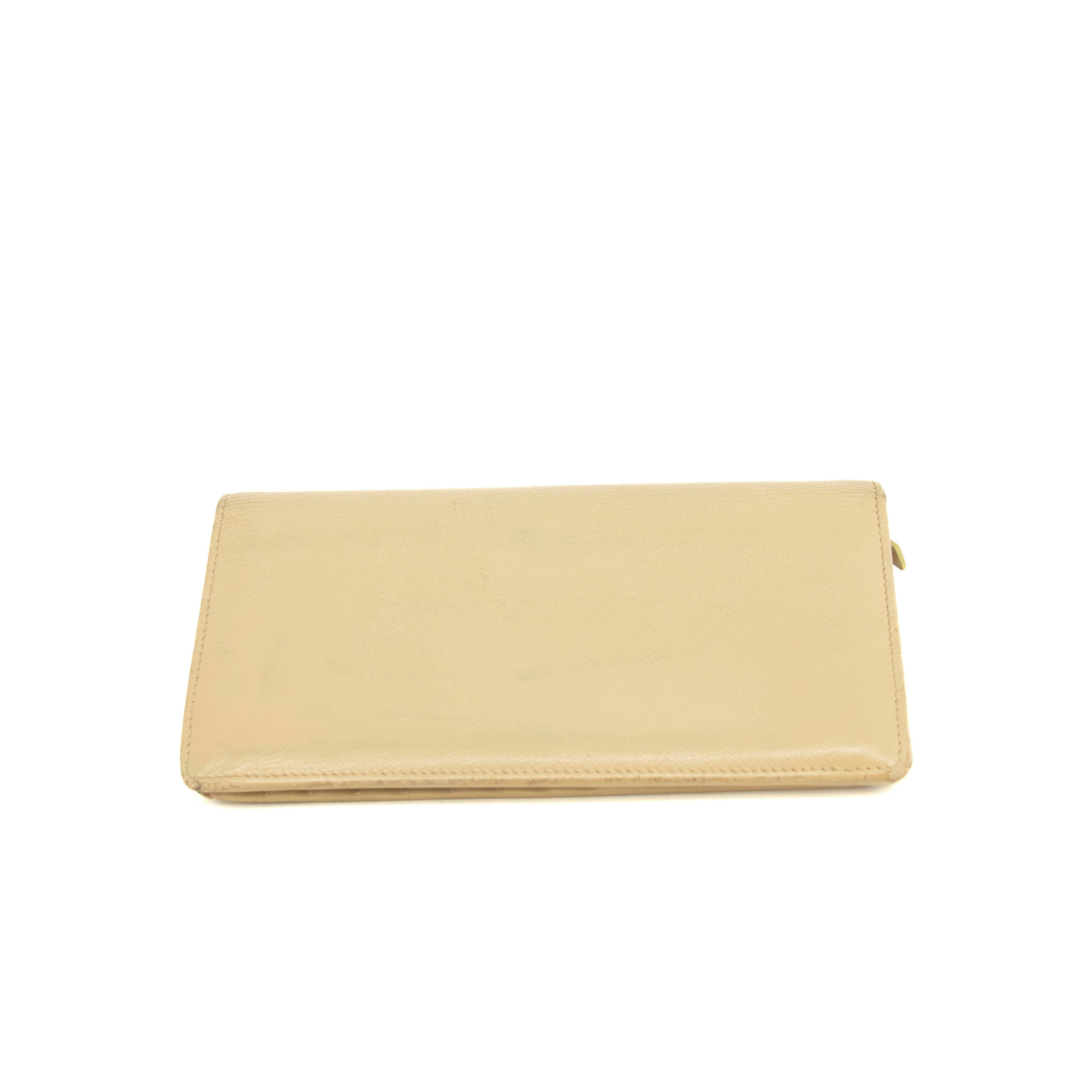 Chanel Beige Leather Long Bifold Wallet #3719