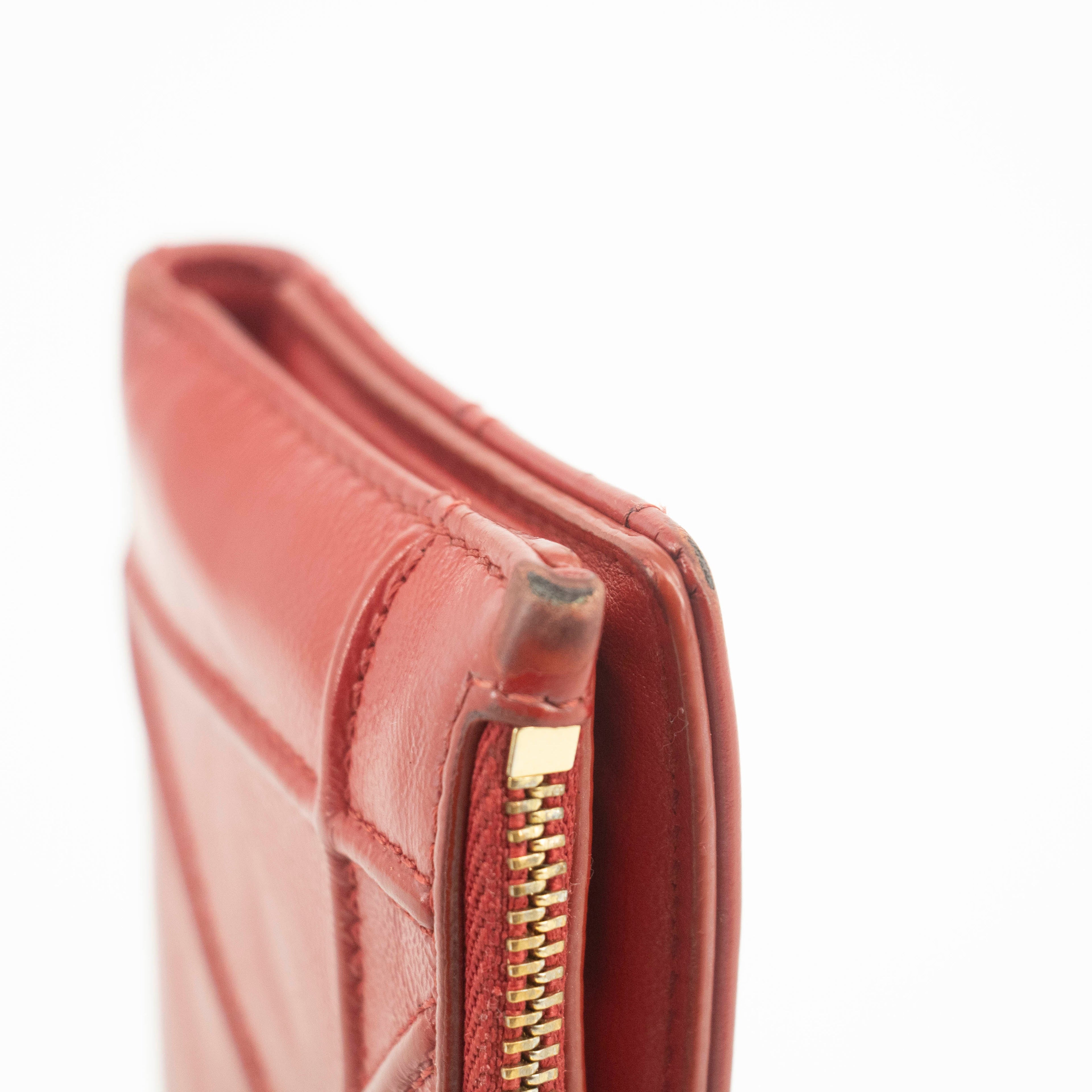 Christian Dior Red Leather Compact Wallet #3720