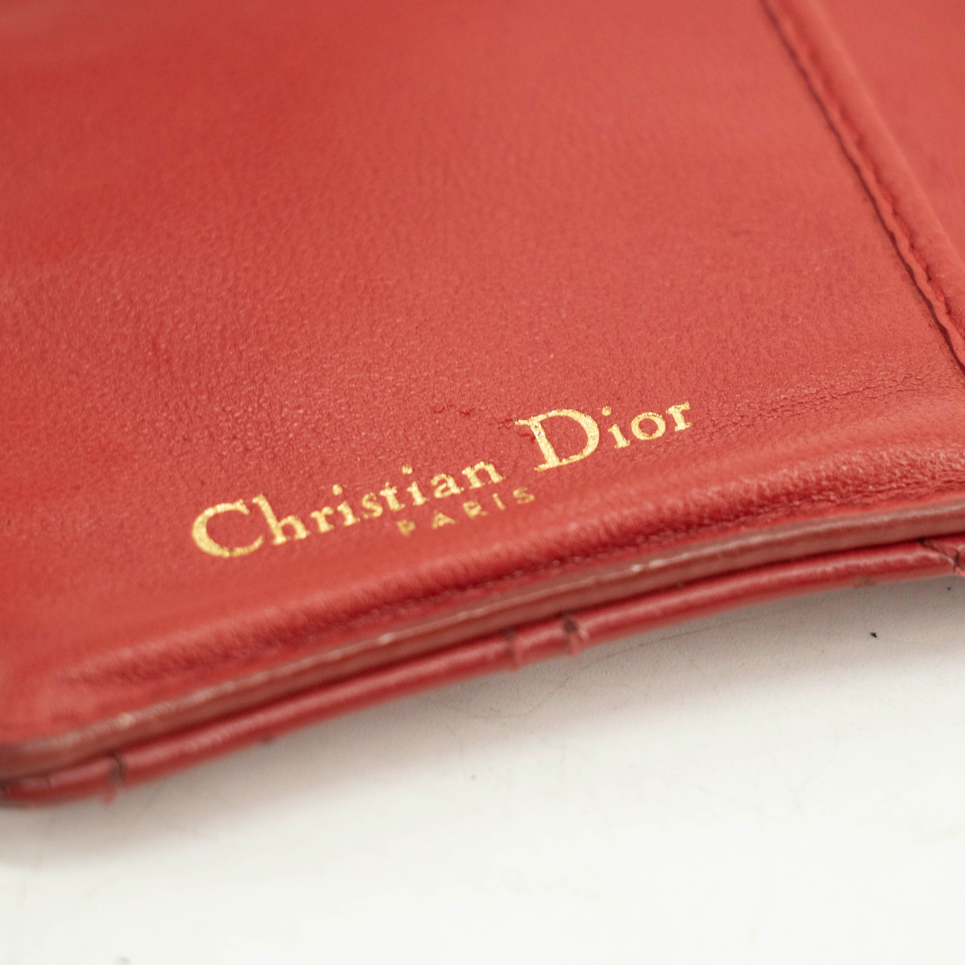 Christian Dior Red Leather Compact Wallet #3720