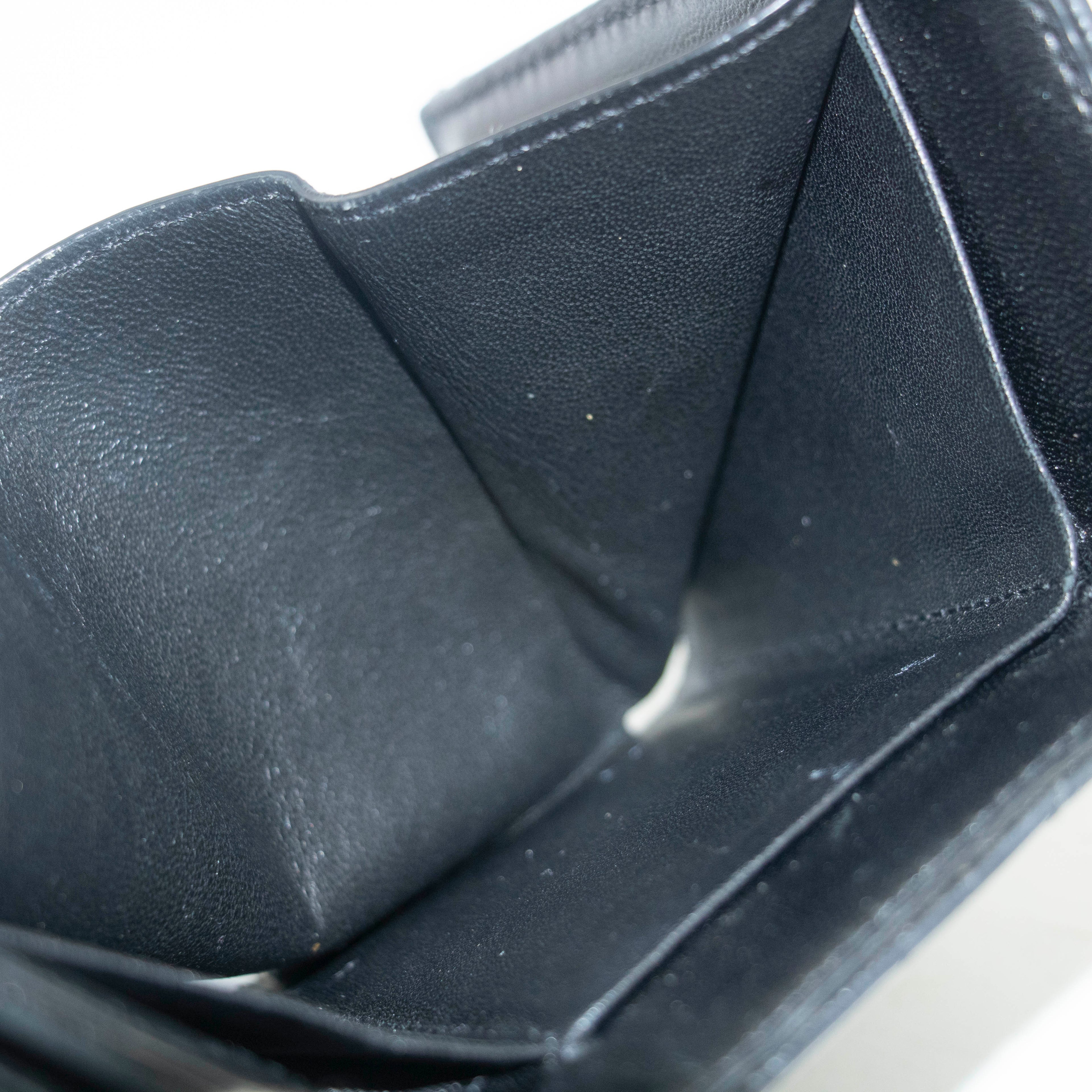 Yves Saint Laurent Black Leather Compact Wallet #3722