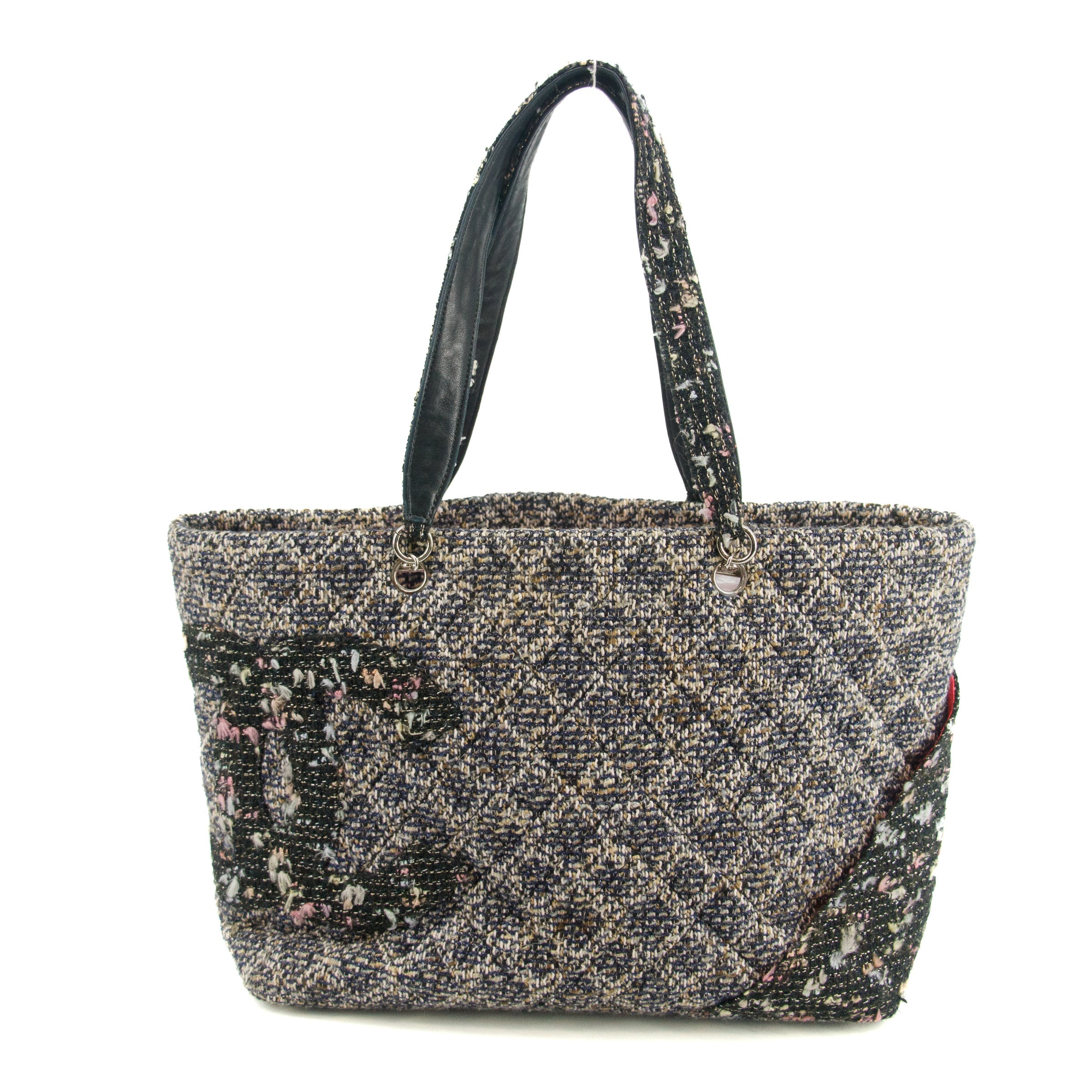 Chanel Cambon Line Tweed Quilted Black Linge CC Shoulder Bag #3769
