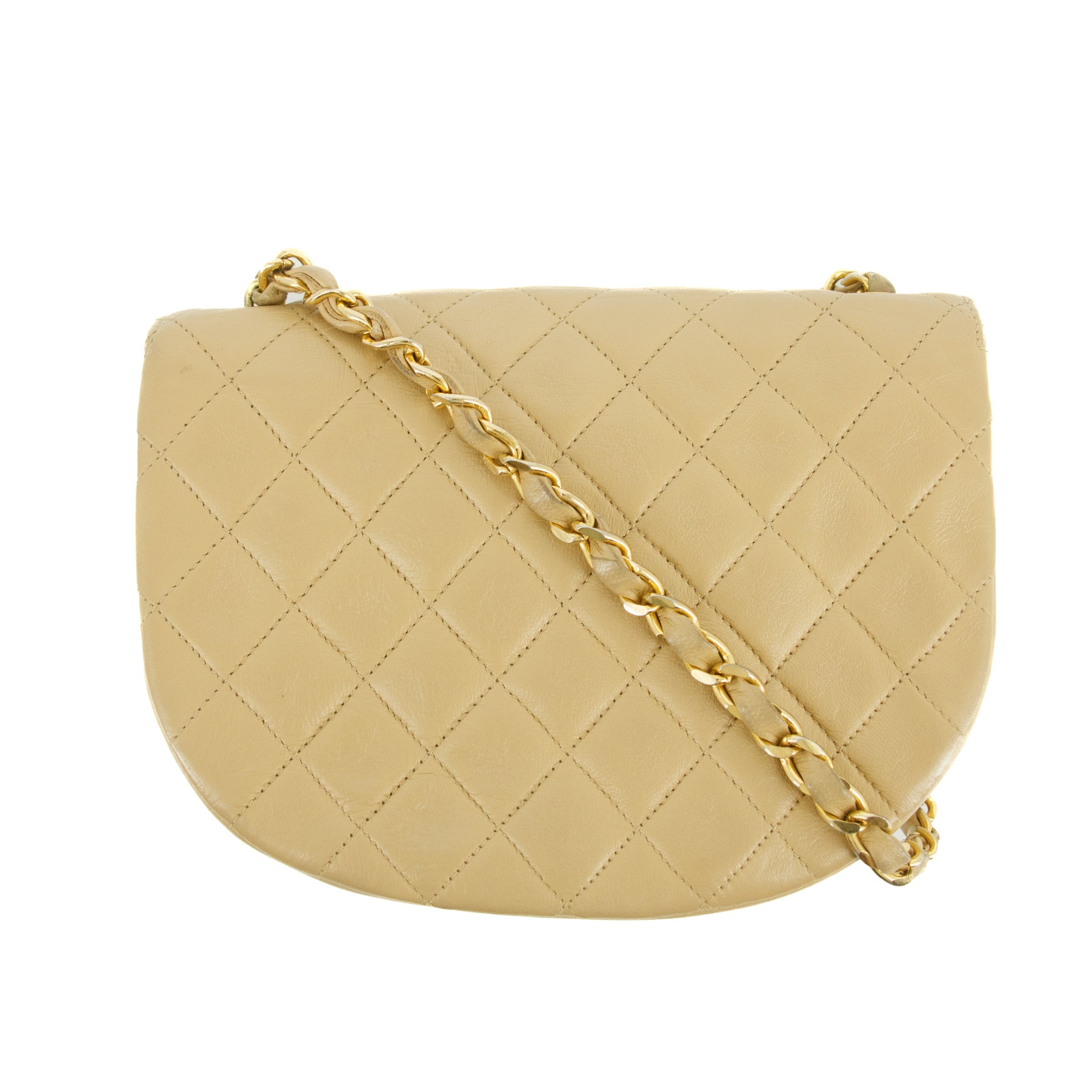 Chanel Lambskin Beige Quilted Chain Shoulder Bag #3772